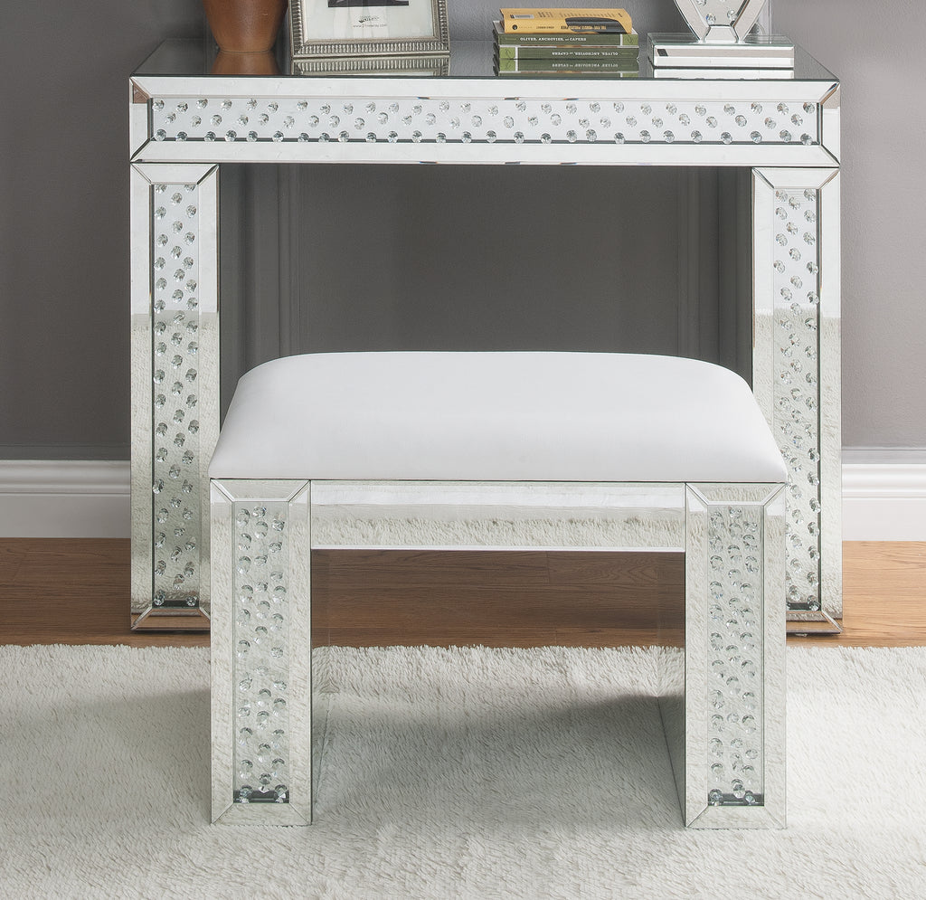 Nysa Mirrored & Faux Crystals Vanity Desk