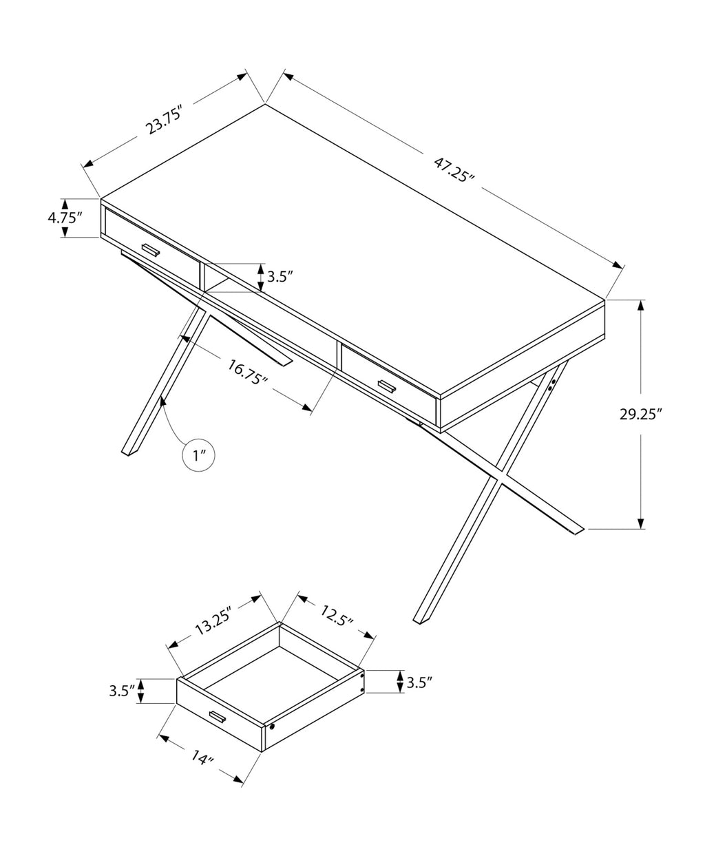 Glossy White Computer Desk with Storage Drawers