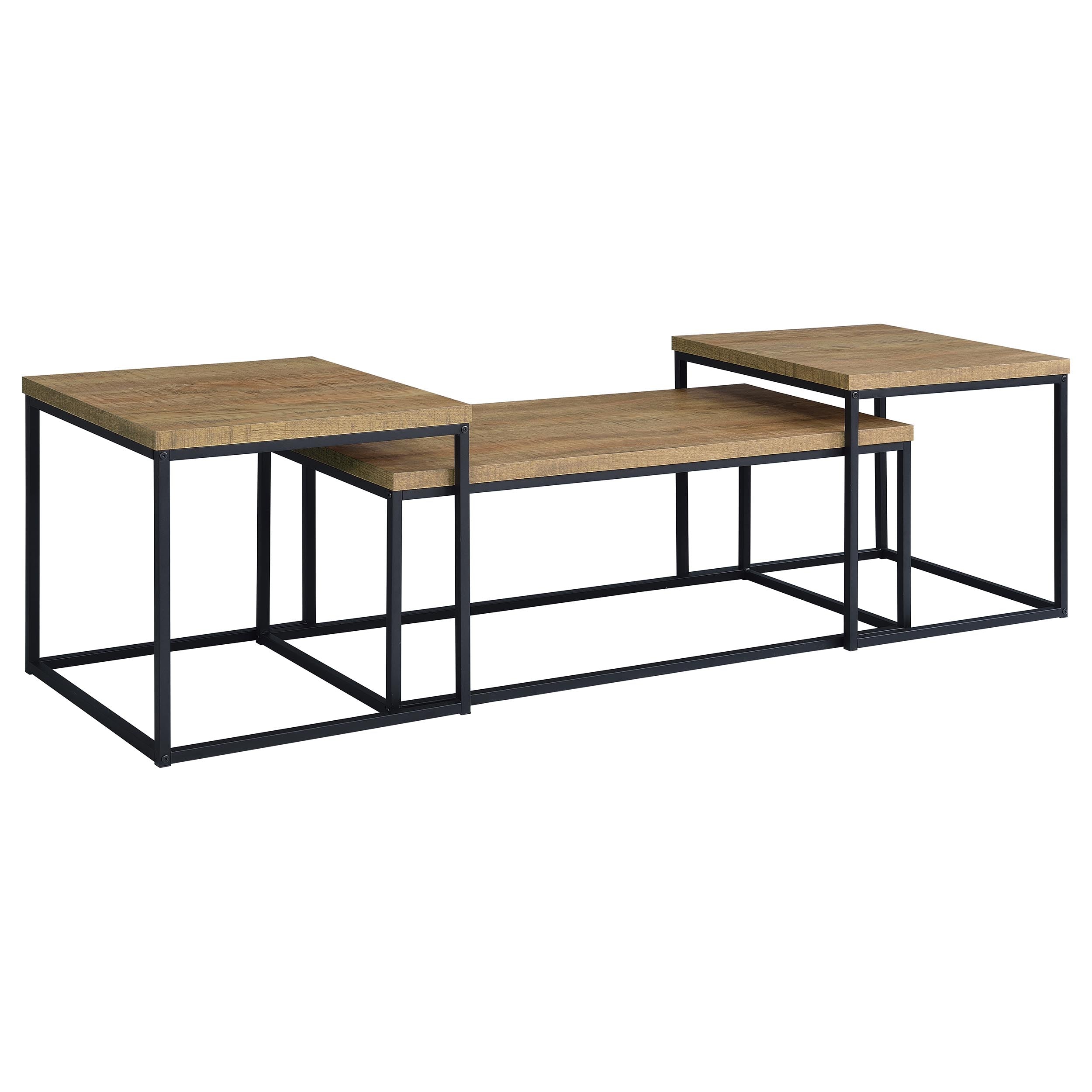 Straden 3-piece Engineered Wood Coffee Table Set Mango and Black-