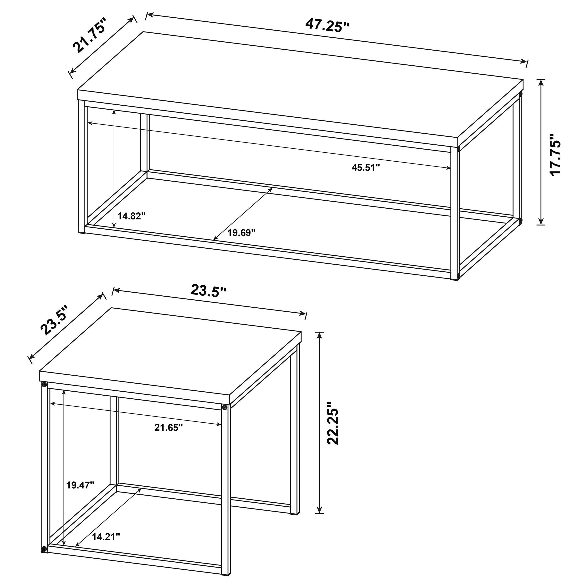 Straden 3-piece Engineered Wood Coffee Table Set Mango and Black-