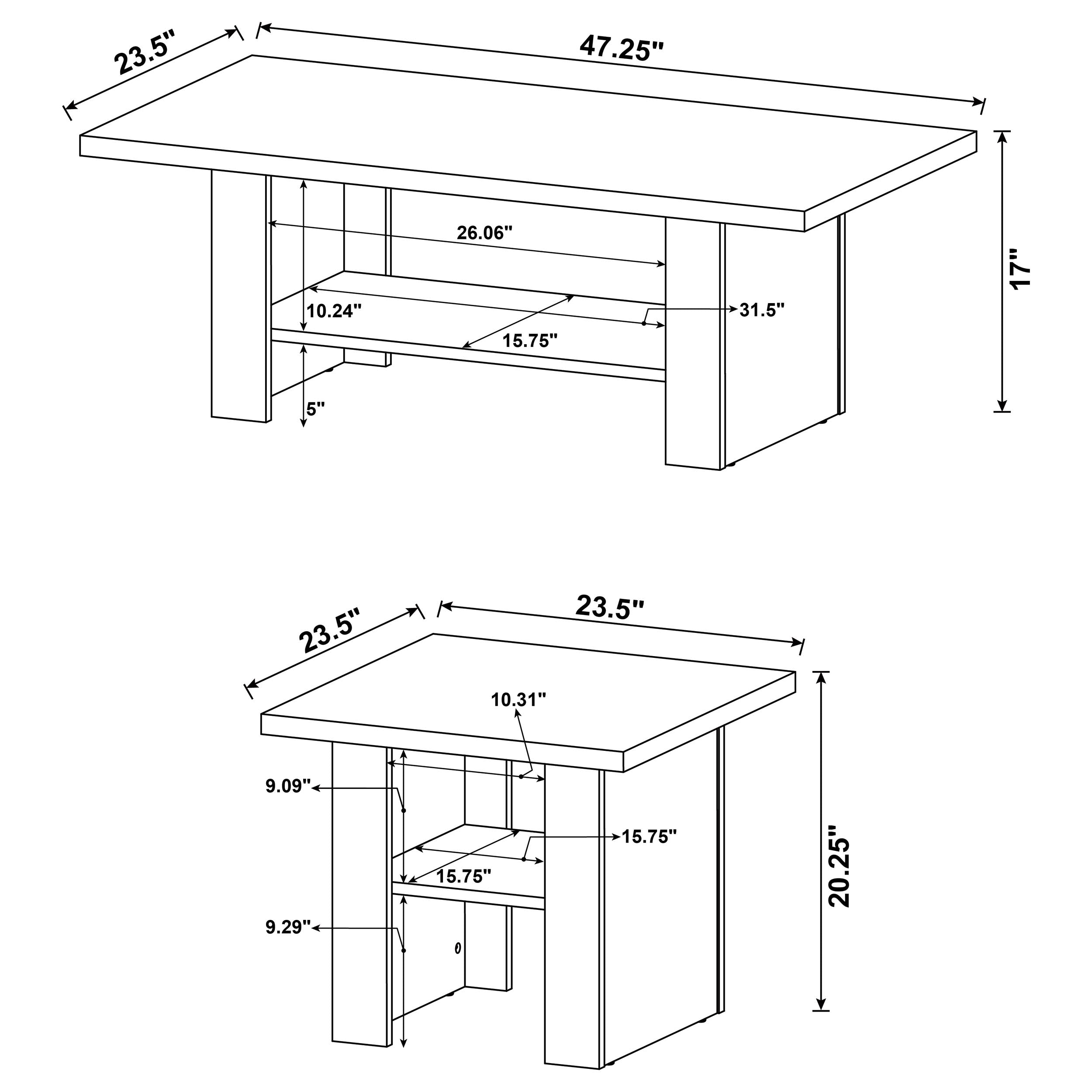 Rodez 3-piece Engineered Wood Coffee Table Set Black-CoasterEveryday