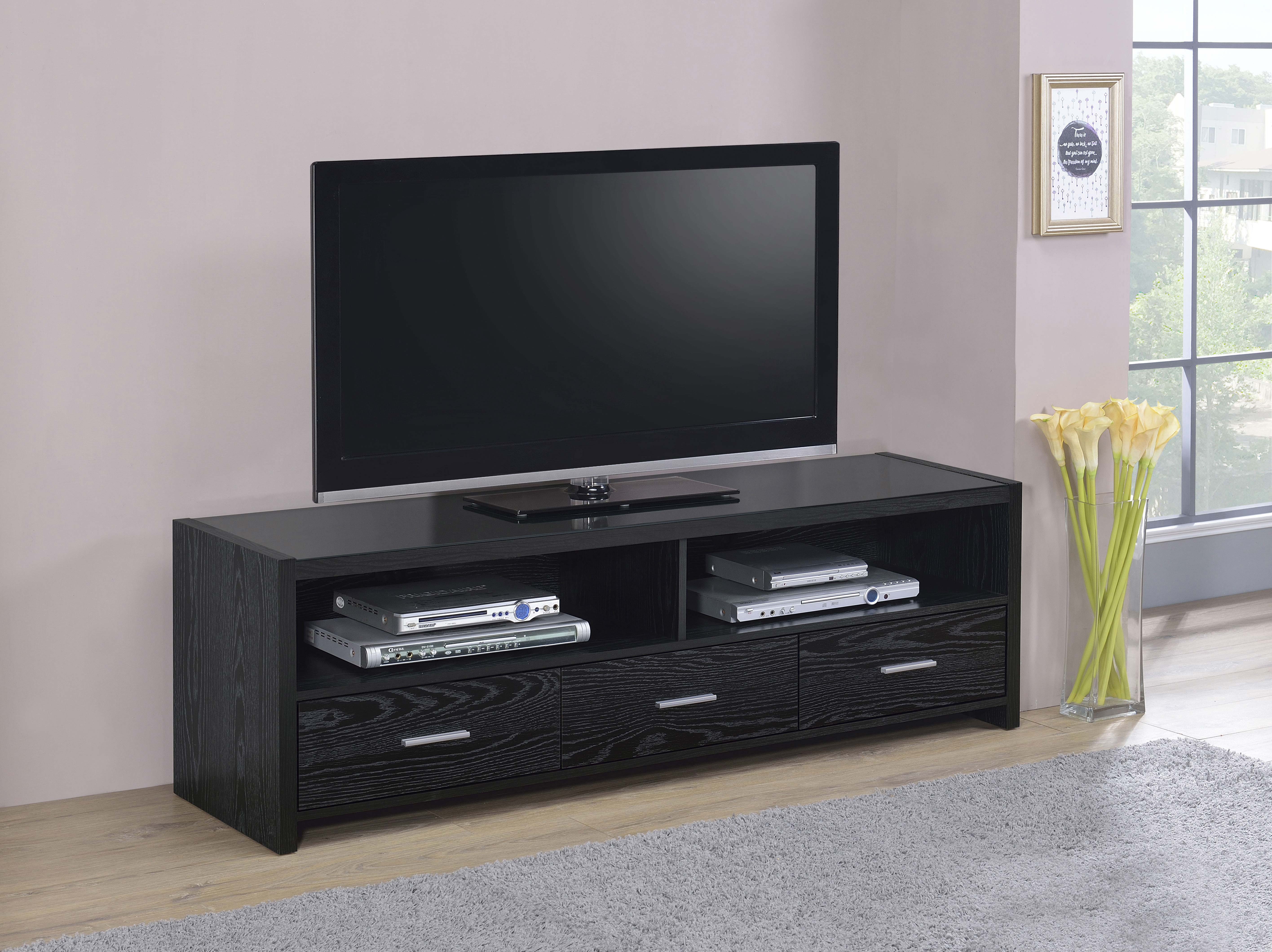 Alton 3-drawer Engineered Wood 61-inch TV Stand Black Oak-CoasterEssence