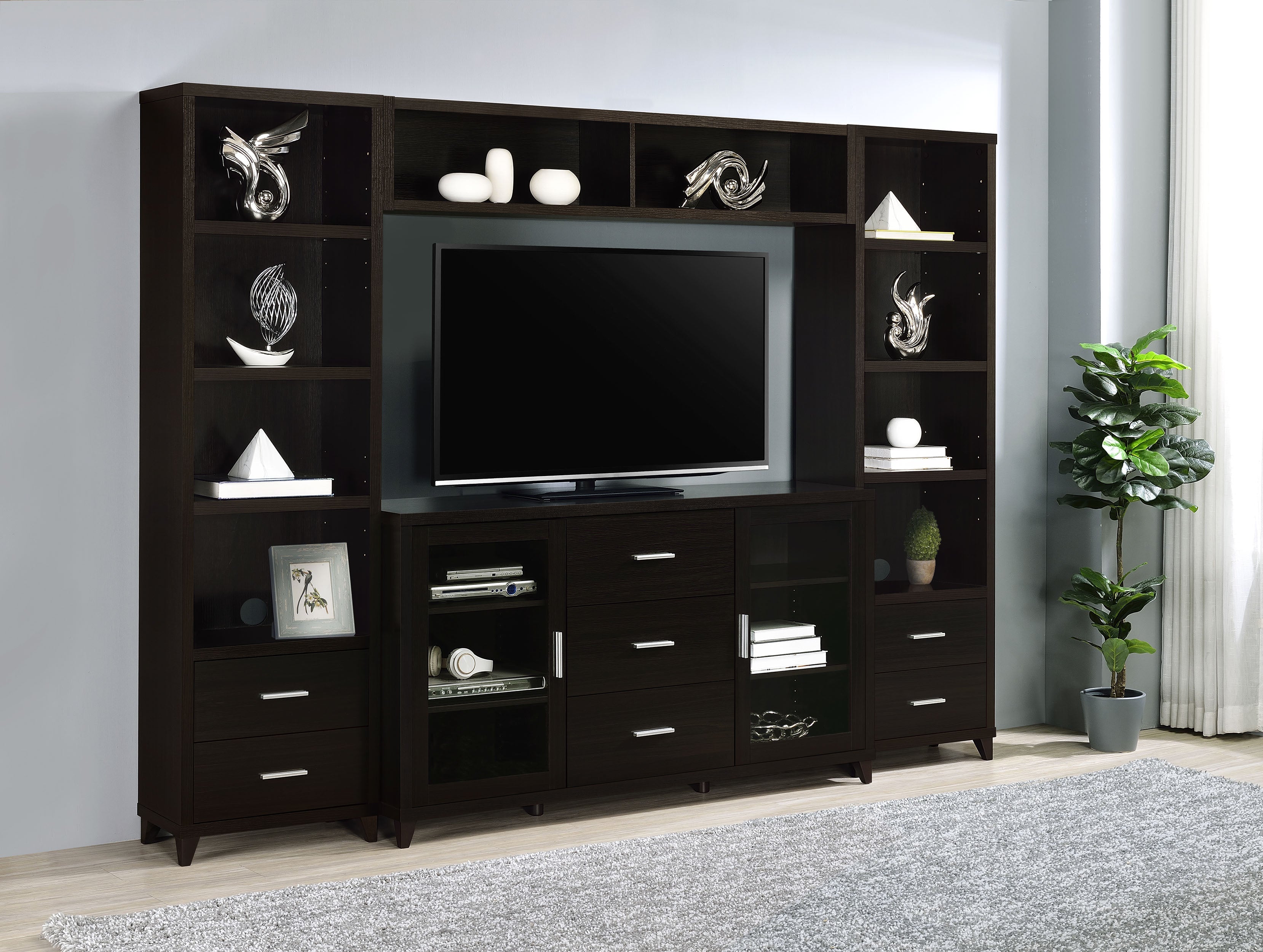 Lewes 4-piece 60-inch TV Entertainment Center Cappuccino-CoasterEssence