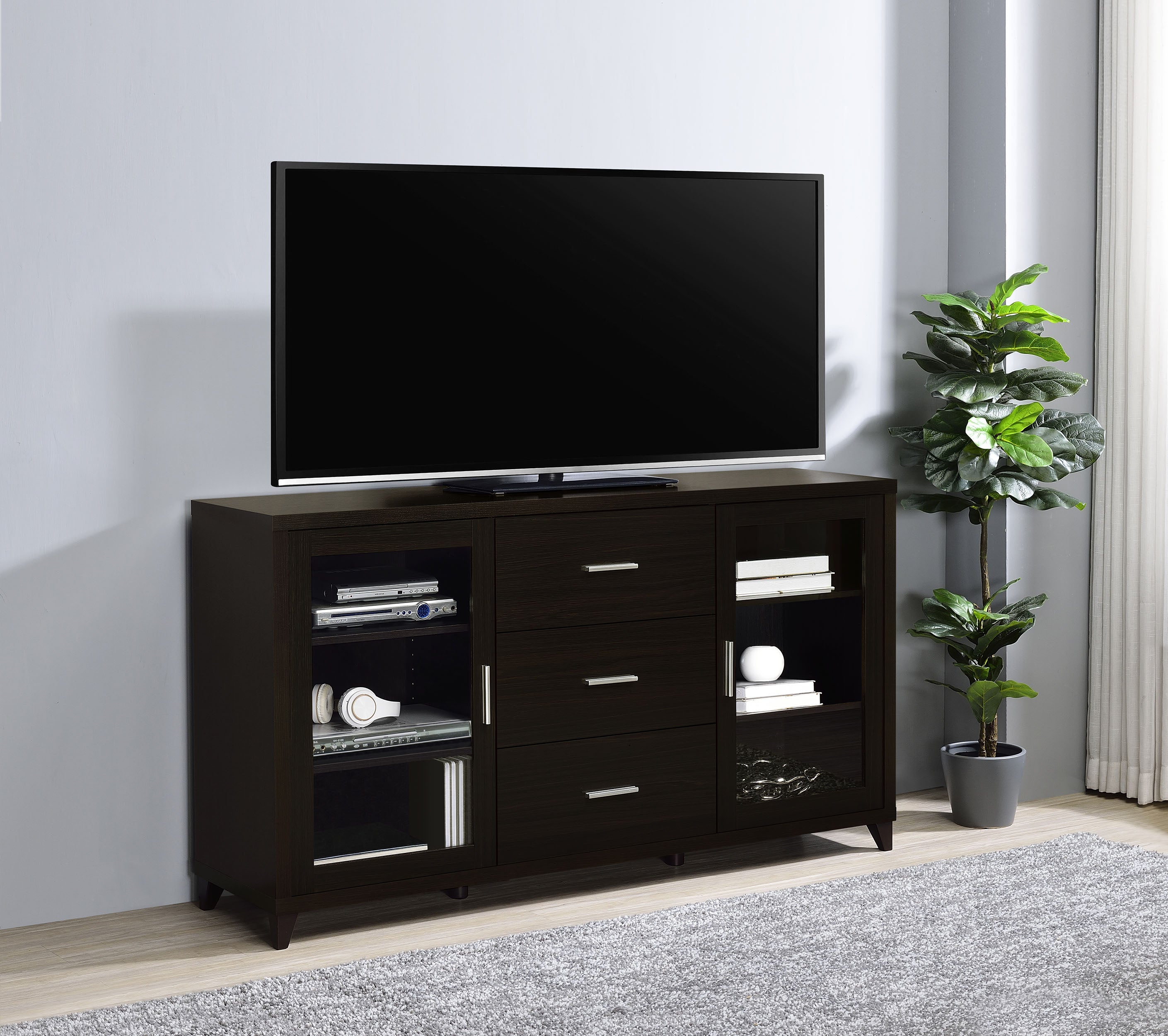 Lewes 2-door Engineered Wood 60-inch TV Stand Cappuccino-CoasterEssence