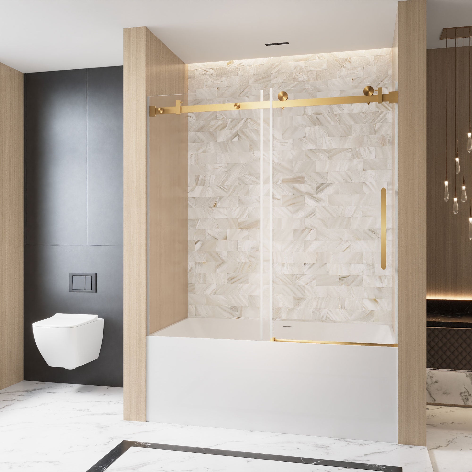 Frameless Single Sliding Shower Door 56-60"W x 60"H