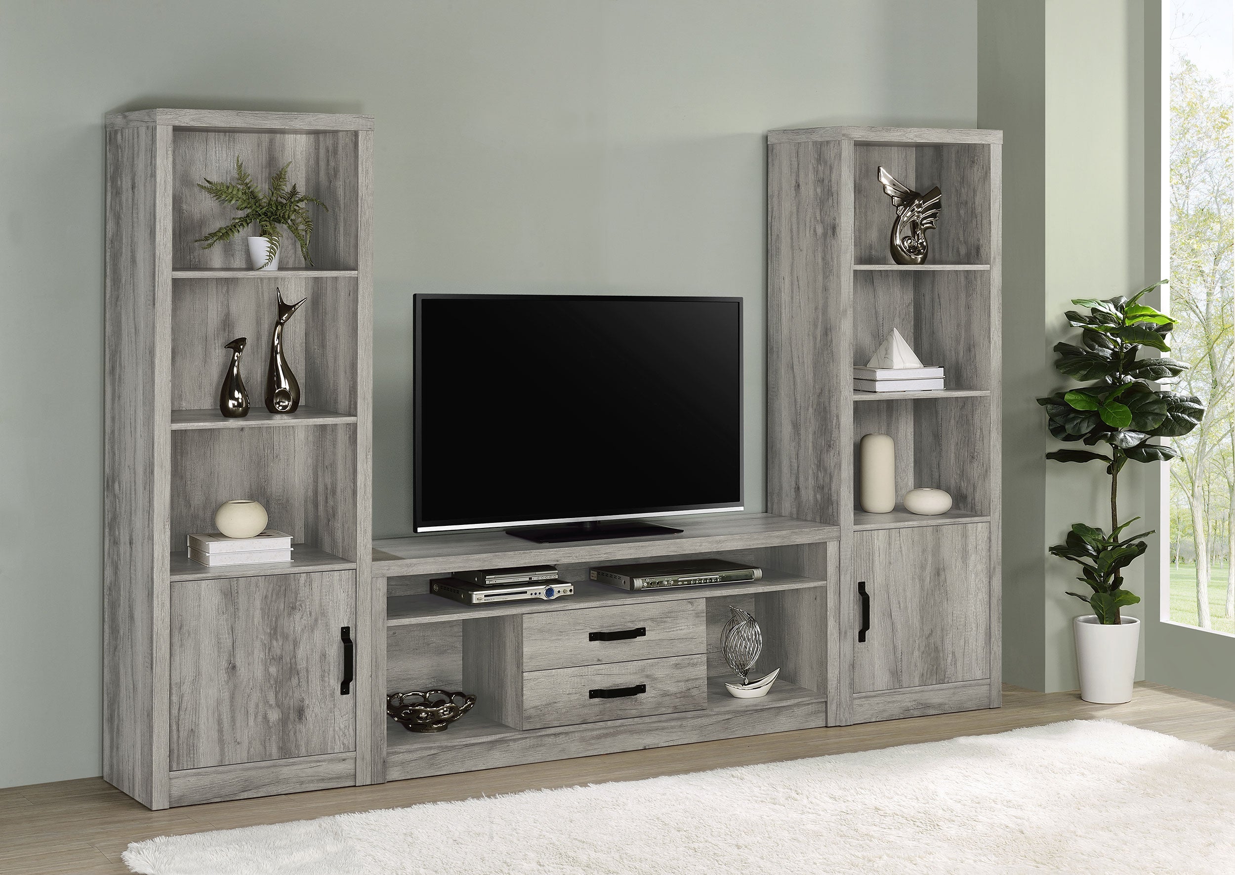 Burke 2-drawer Engineered Wood 59-inch TV Stand Grey Driftwood-CoasterEssence