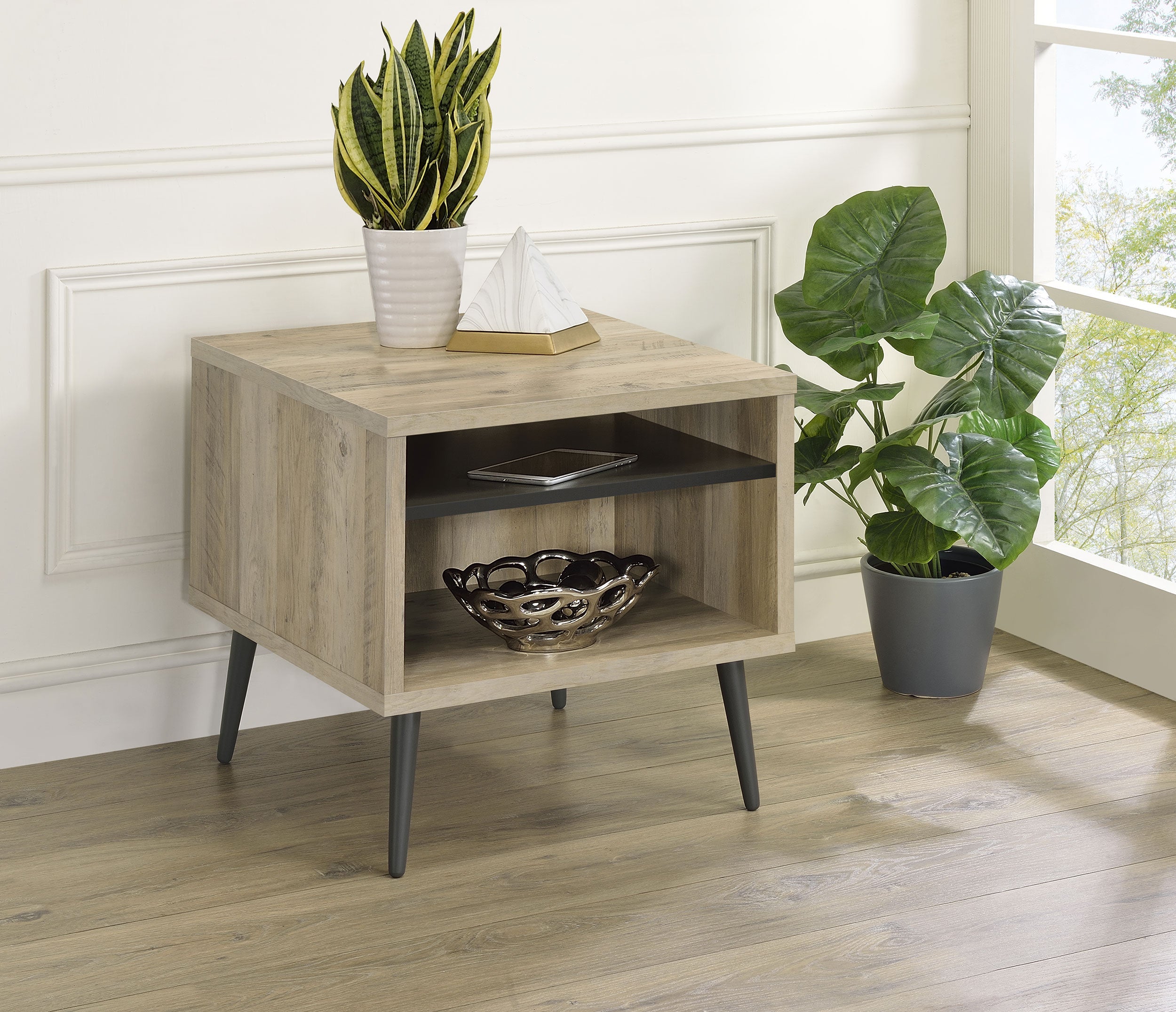 Welsh Square Engineered Wood Side End Table Distressed Pine-