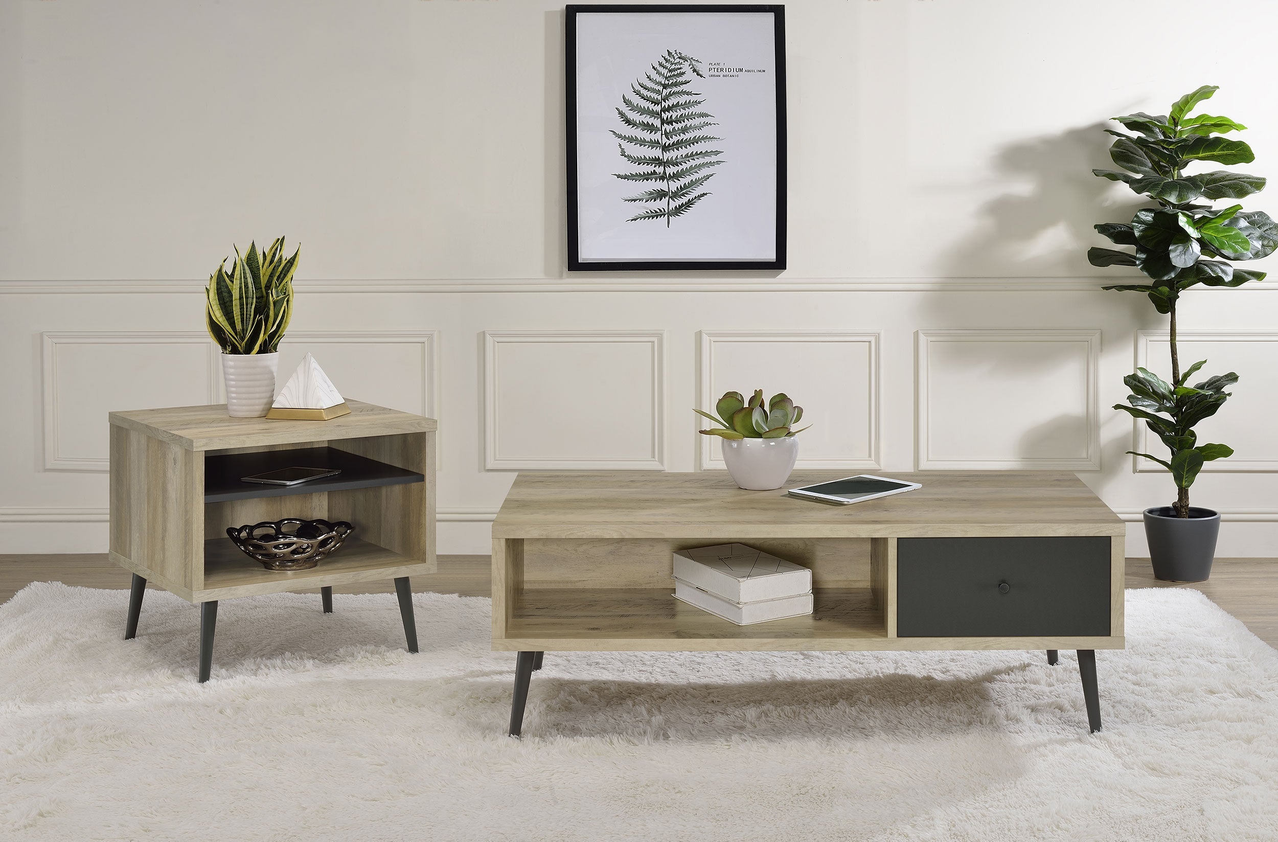 Welsh Square Engineered Wood Side End Table Distressed Pine-