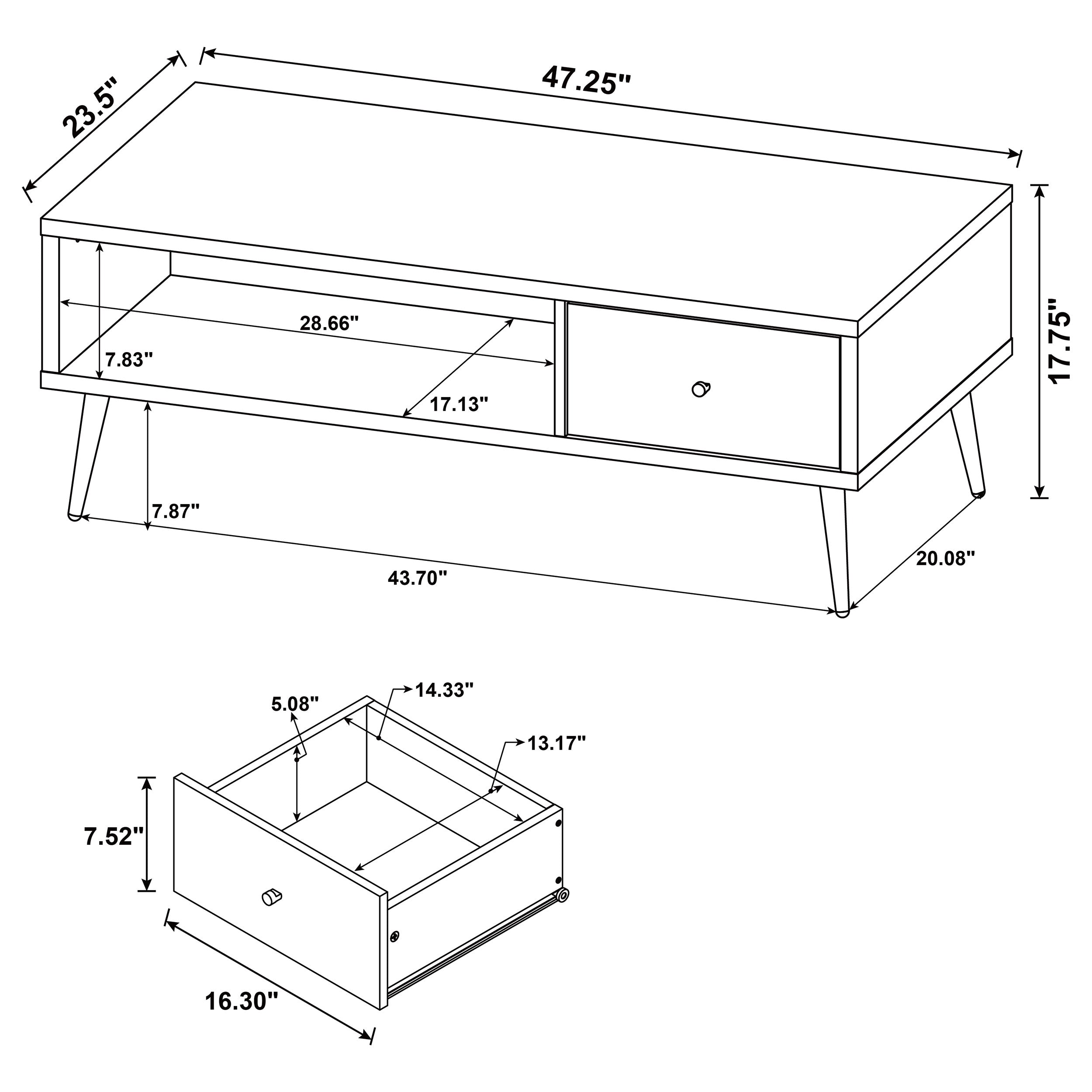 Welsh 1-drawer Engineered Wood Coffee Table Distressed Pine-