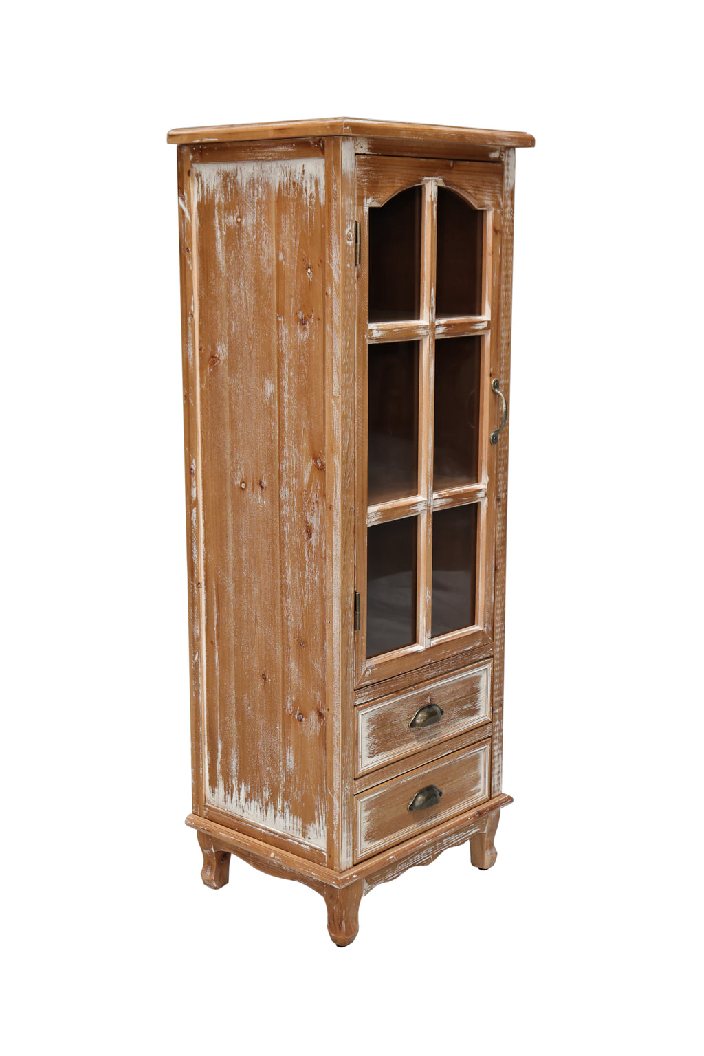 Rustic Wooden Storage Cabinet with Decorative Cutout Door
