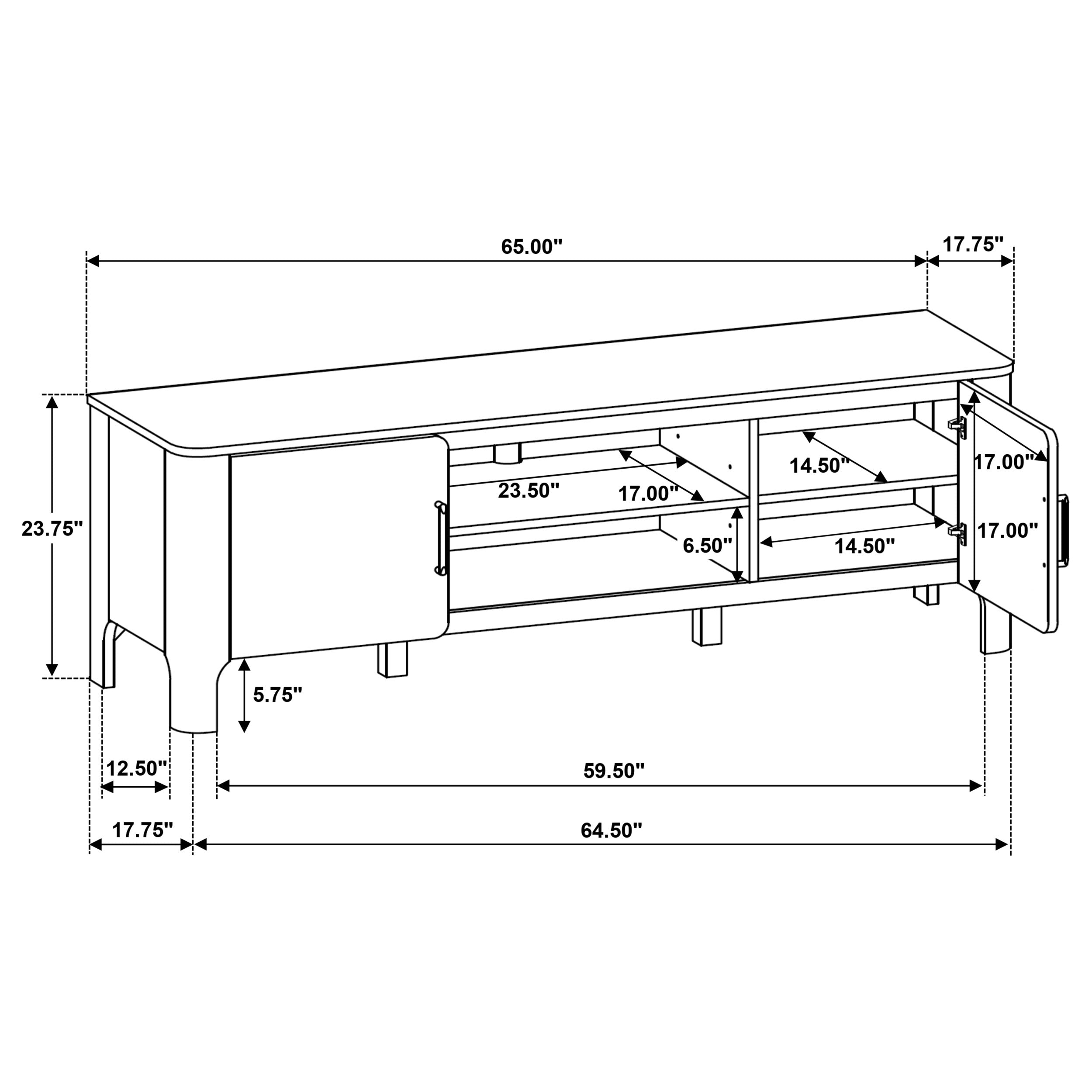 Rowe 65-inch 2-door Wood TV Stand Media Console Light Oak-