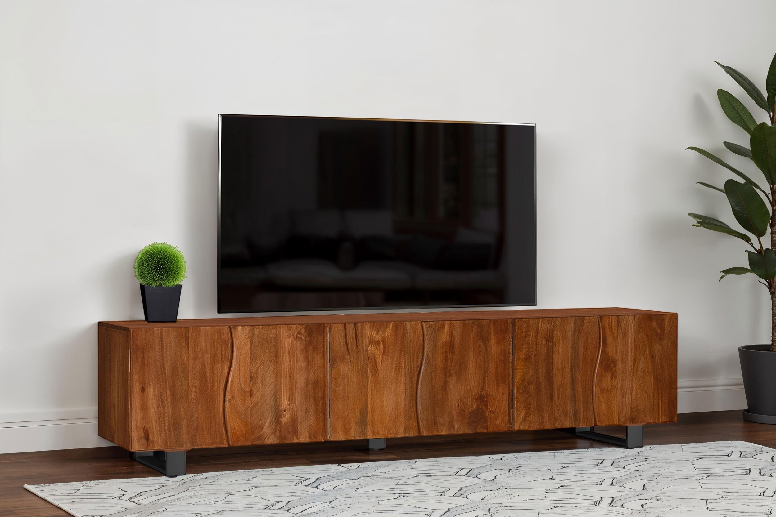 Trask 86-inch Wood TV Stand Media Console Mango Brown-