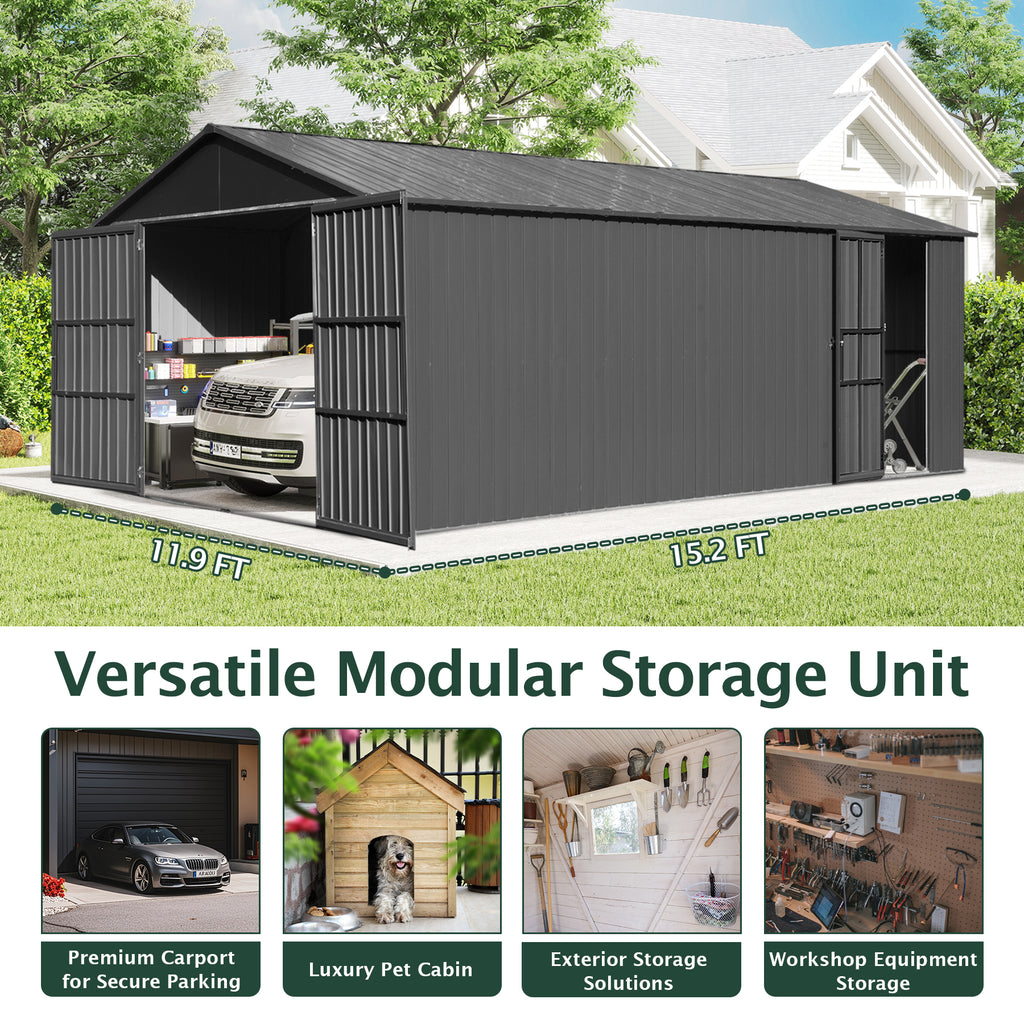12x15FT Outdoor Metal Garage Shed