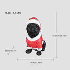 Christmas Pug Statue, Holiday Dog Figurine in Santa Outfit