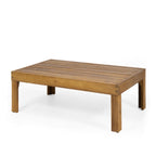 Outdoor Acacia Wood and Wicker Loveseat and Coffee Table Set with Cushions