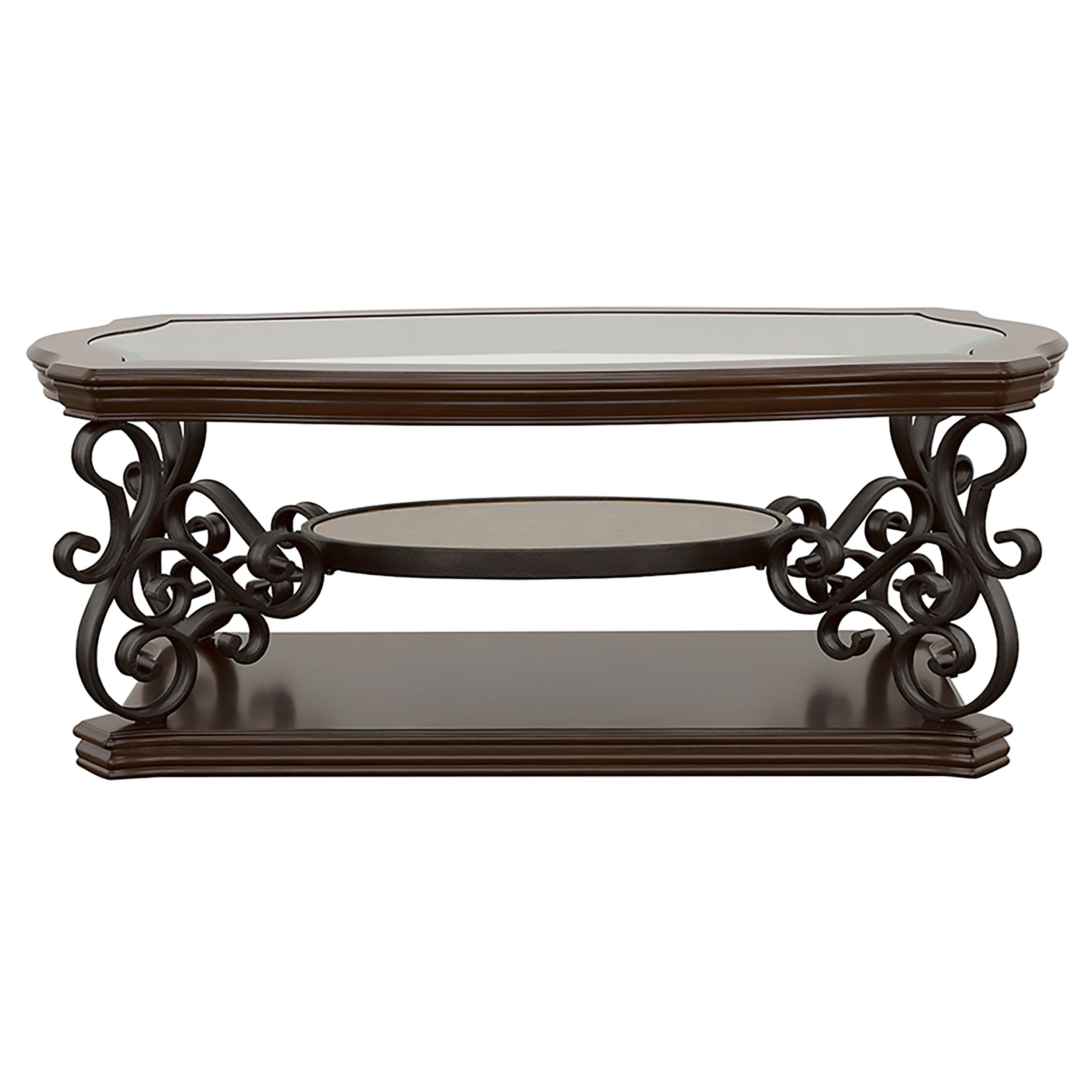 Laney 1-shelf Glass Top Rectangular Coffee Table Deep Merlot-CoasterEssence