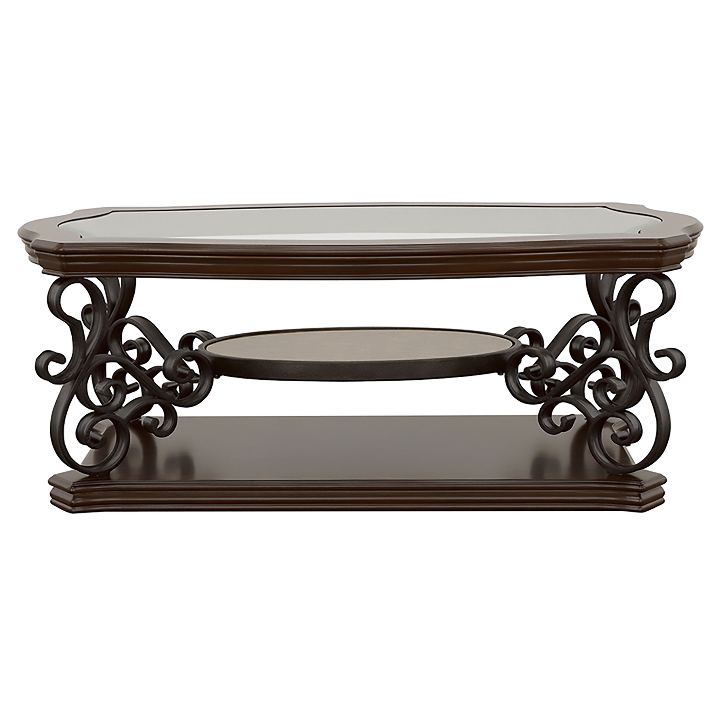 Laney 1-shelf Glass Top Rectangular Coffee Table Deep Merlot-CoasterEssence
