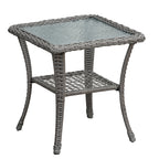 3 Pieces Conversation Set: Outdoor Wicker Rocker Swivel Patio Bistro Set