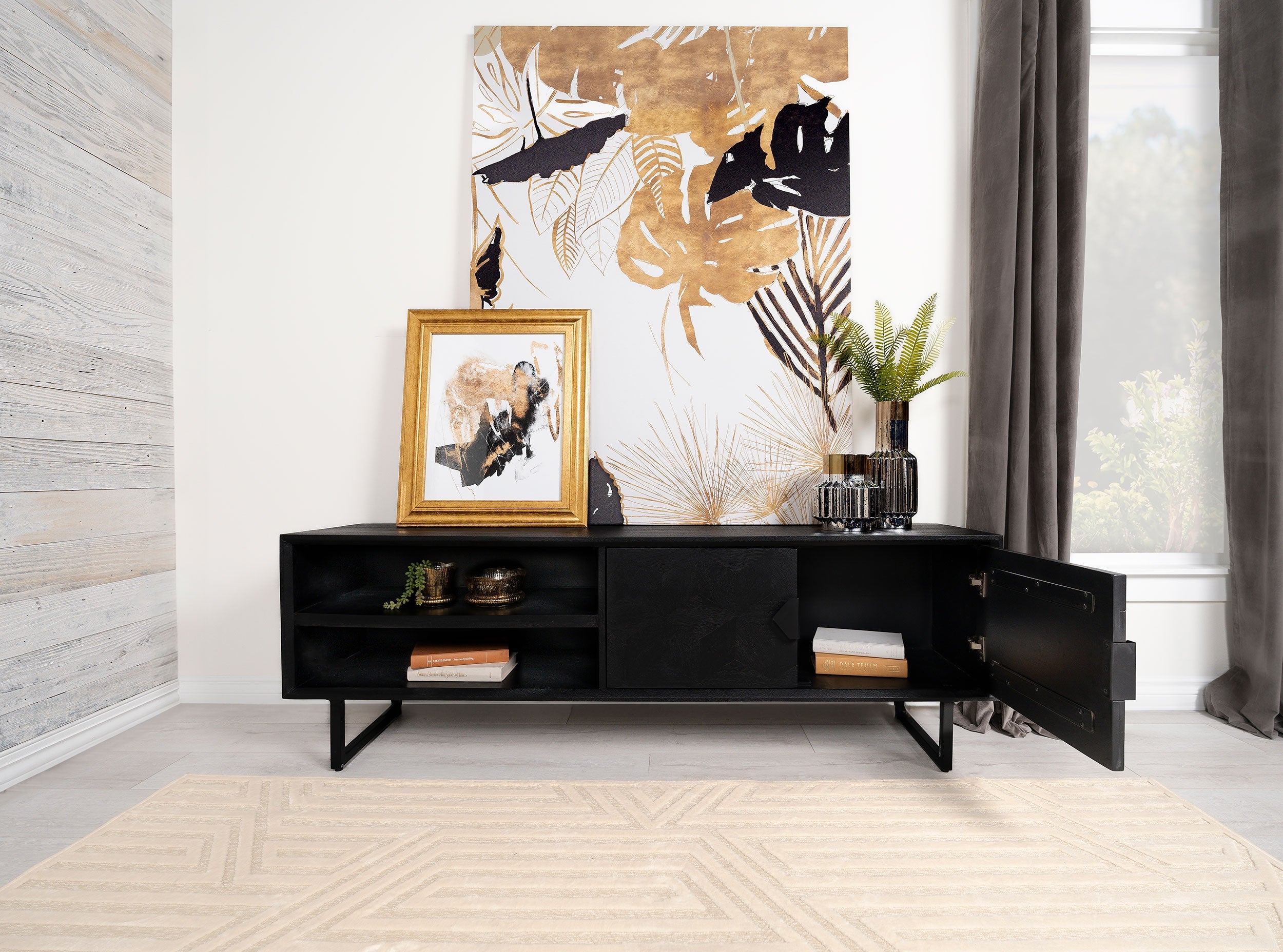 Marsden 2-door Mango Wood 70-inch TV Stand Charcoal Black-