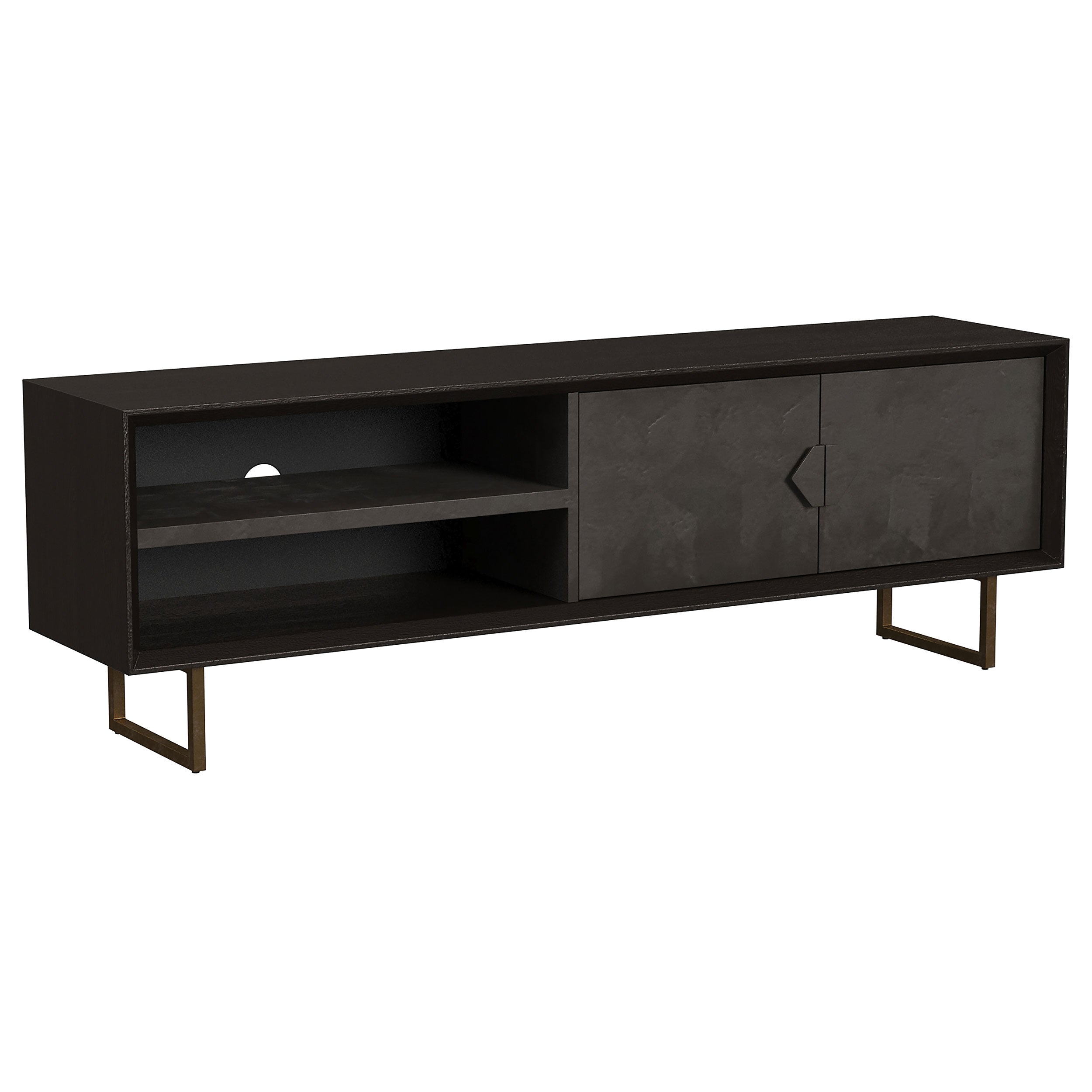 Marsden 2-door Mango Wood 70-inch TV Stand Charcoal Black-