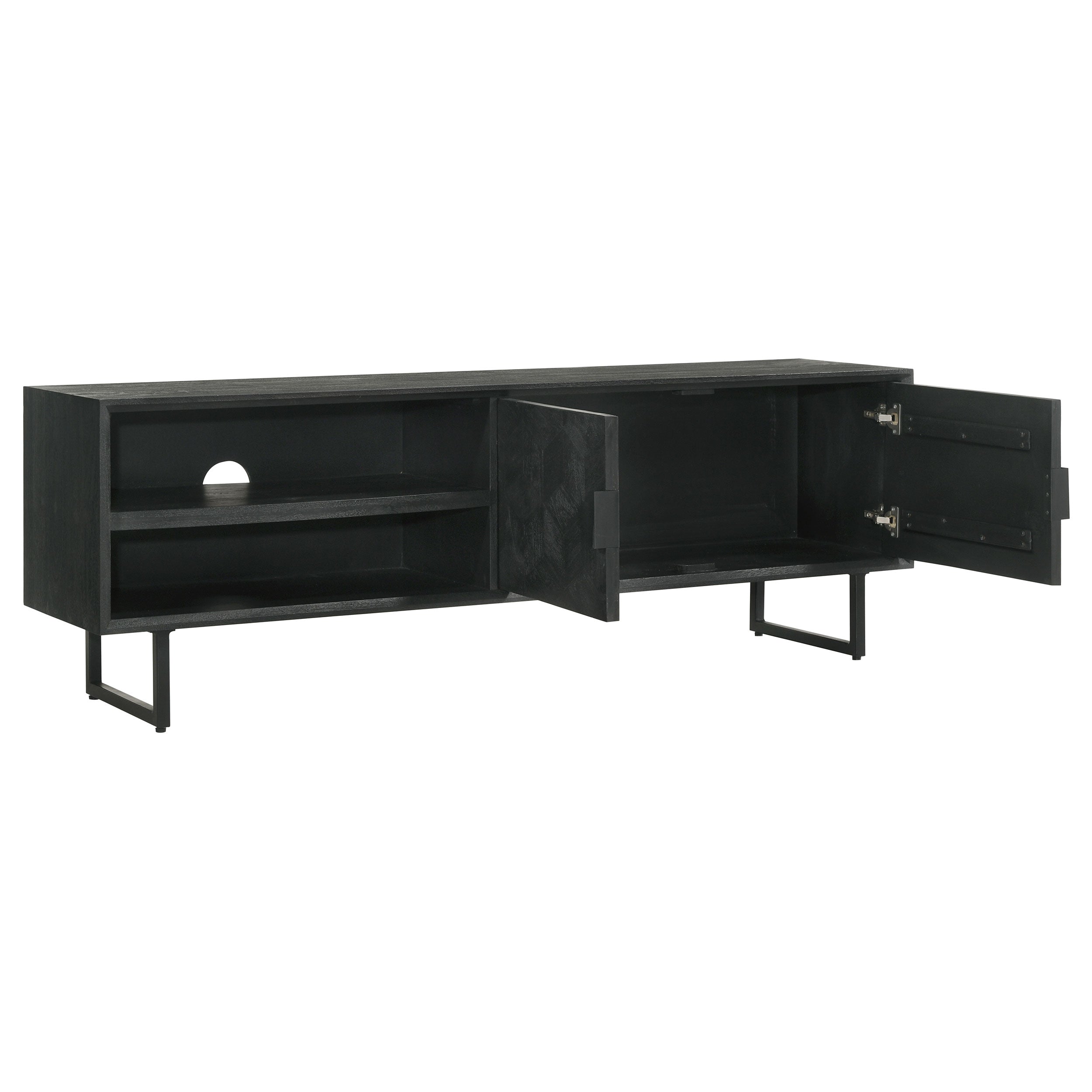 Marsden 2-door Mango Wood 70-inch TV Stand Charcoal Black-