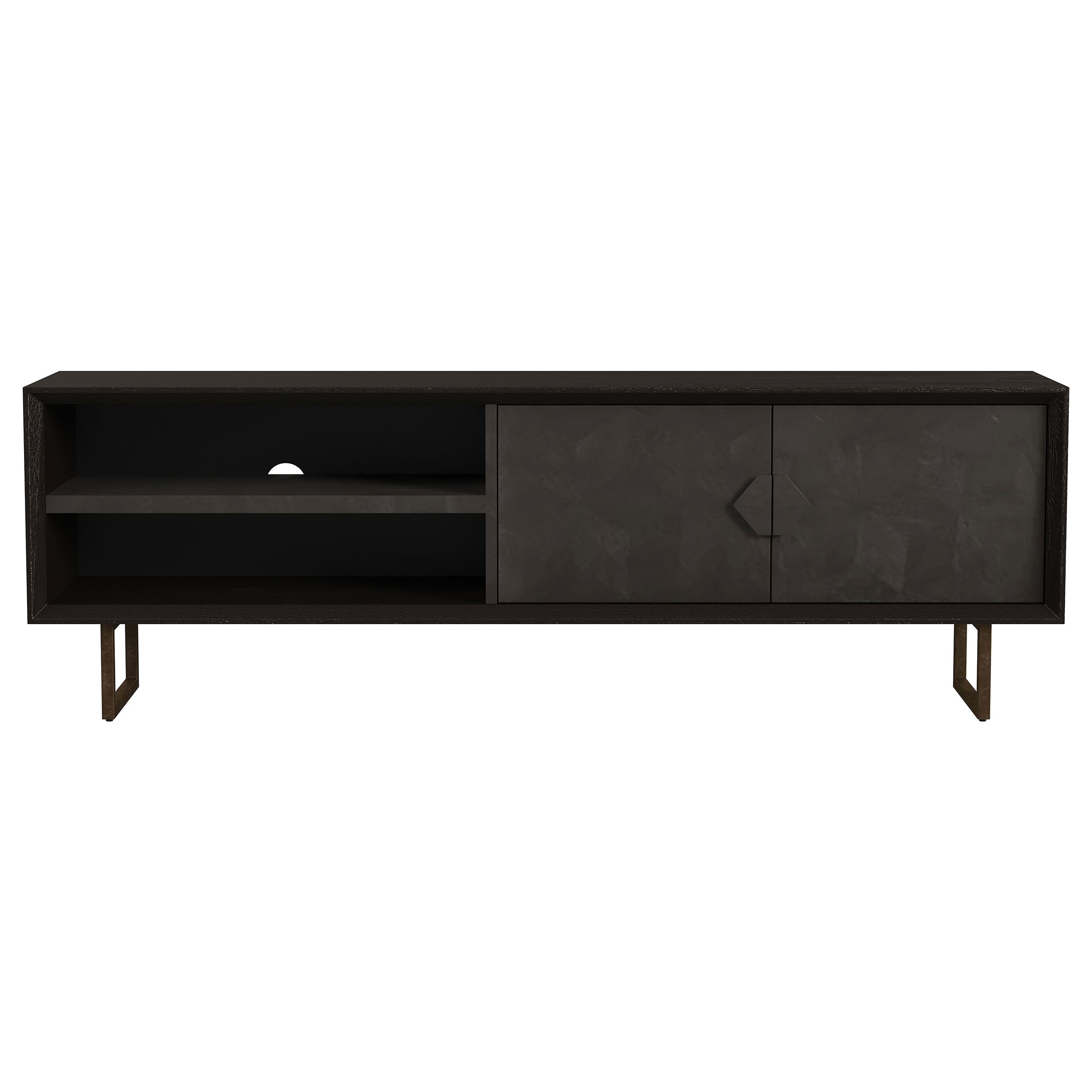 Marsden 2-door Mango Wood 70-inch TV Stand Charcoal Black-