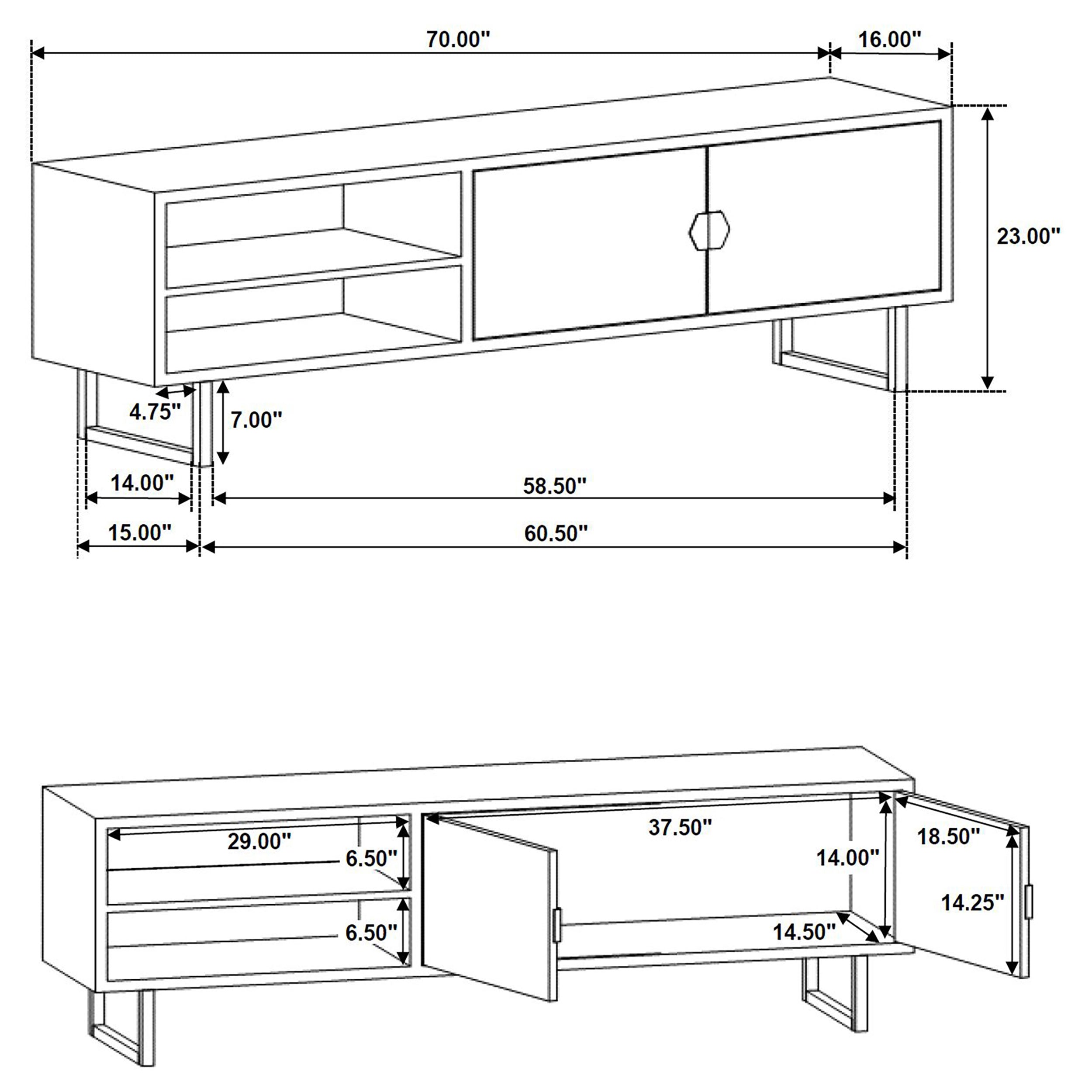 Marsden 2-door Mango Wood 70-inch TV Stand Charcoal Black-