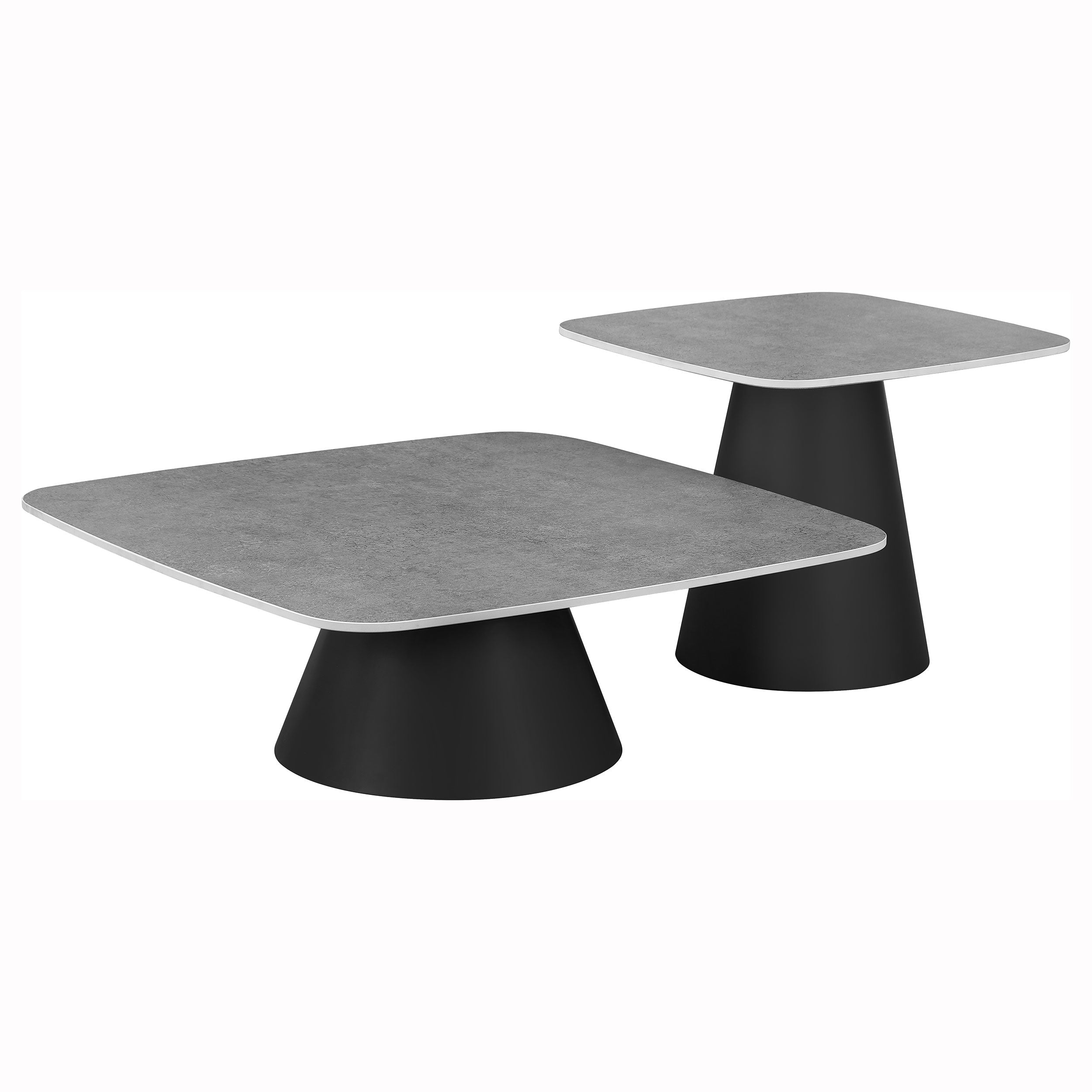 Eason 2-piece Cocktail Coffee Table Set Concrete and Black-