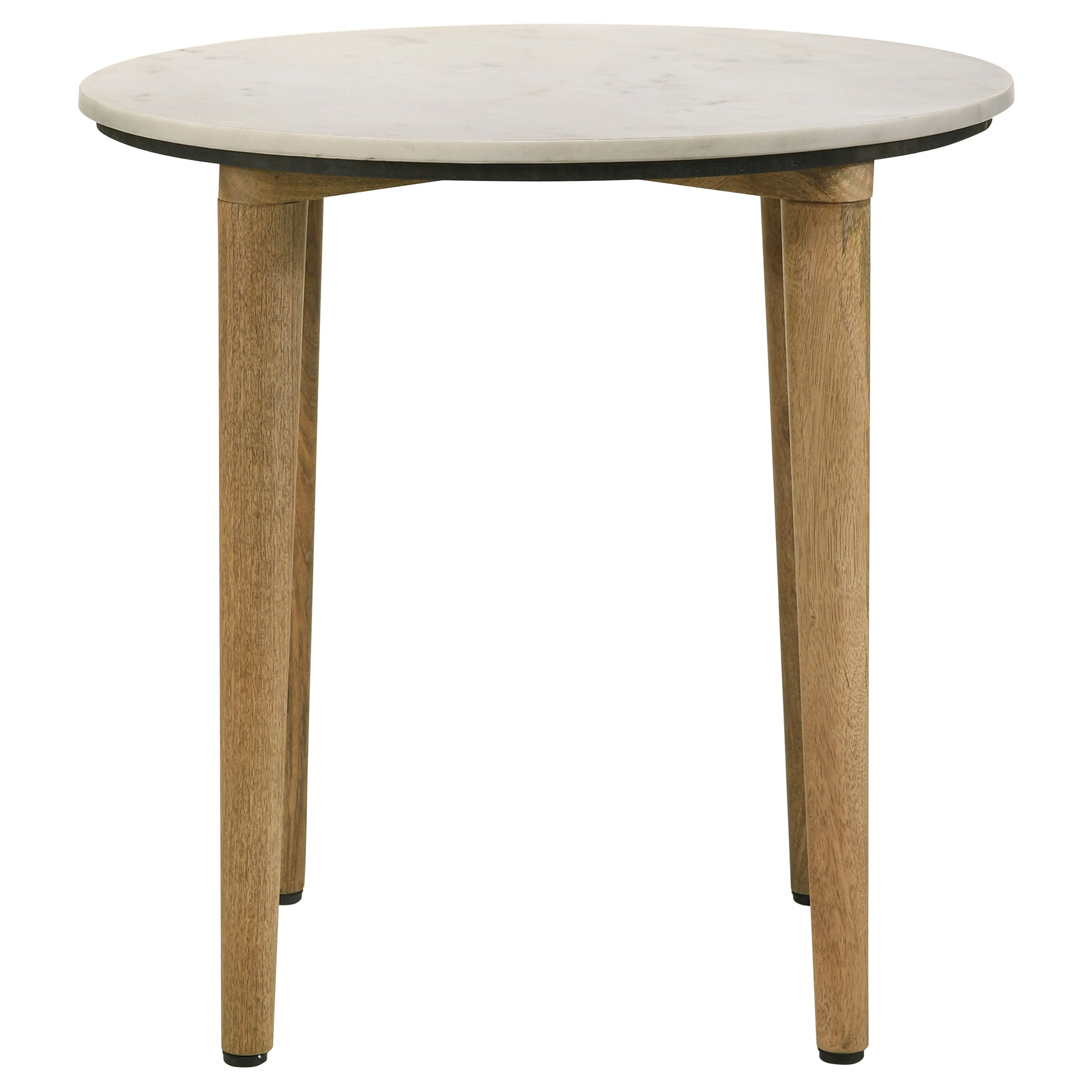 Aldis Round Marble Top Side End Table White and Natural-