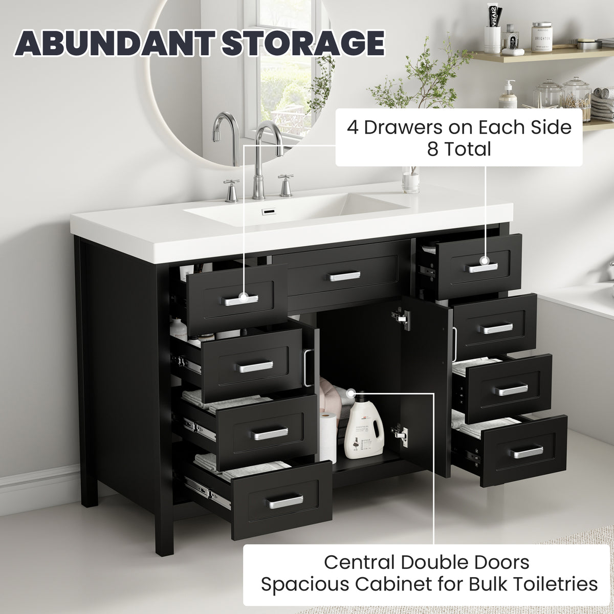 47" Bathroom Vanity without Sink, Cabinet Only