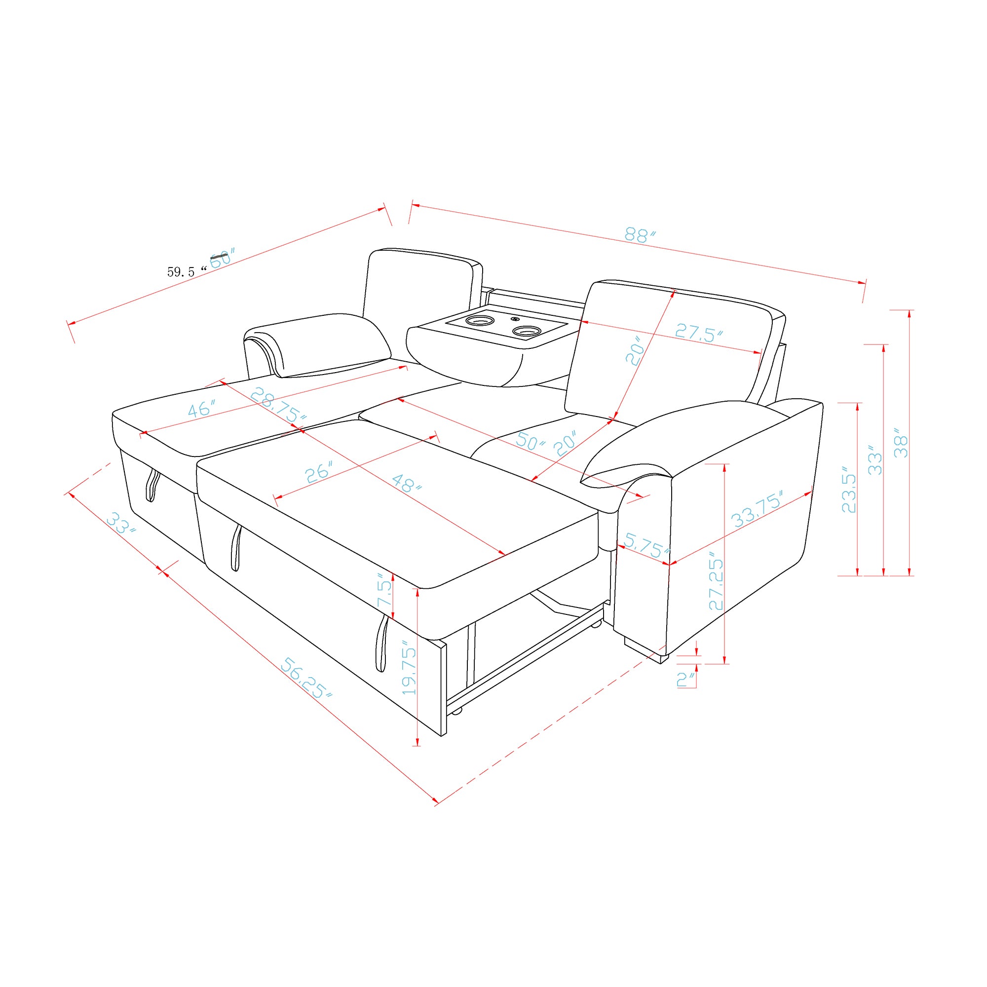 Rebecca Dark Sofa Bed