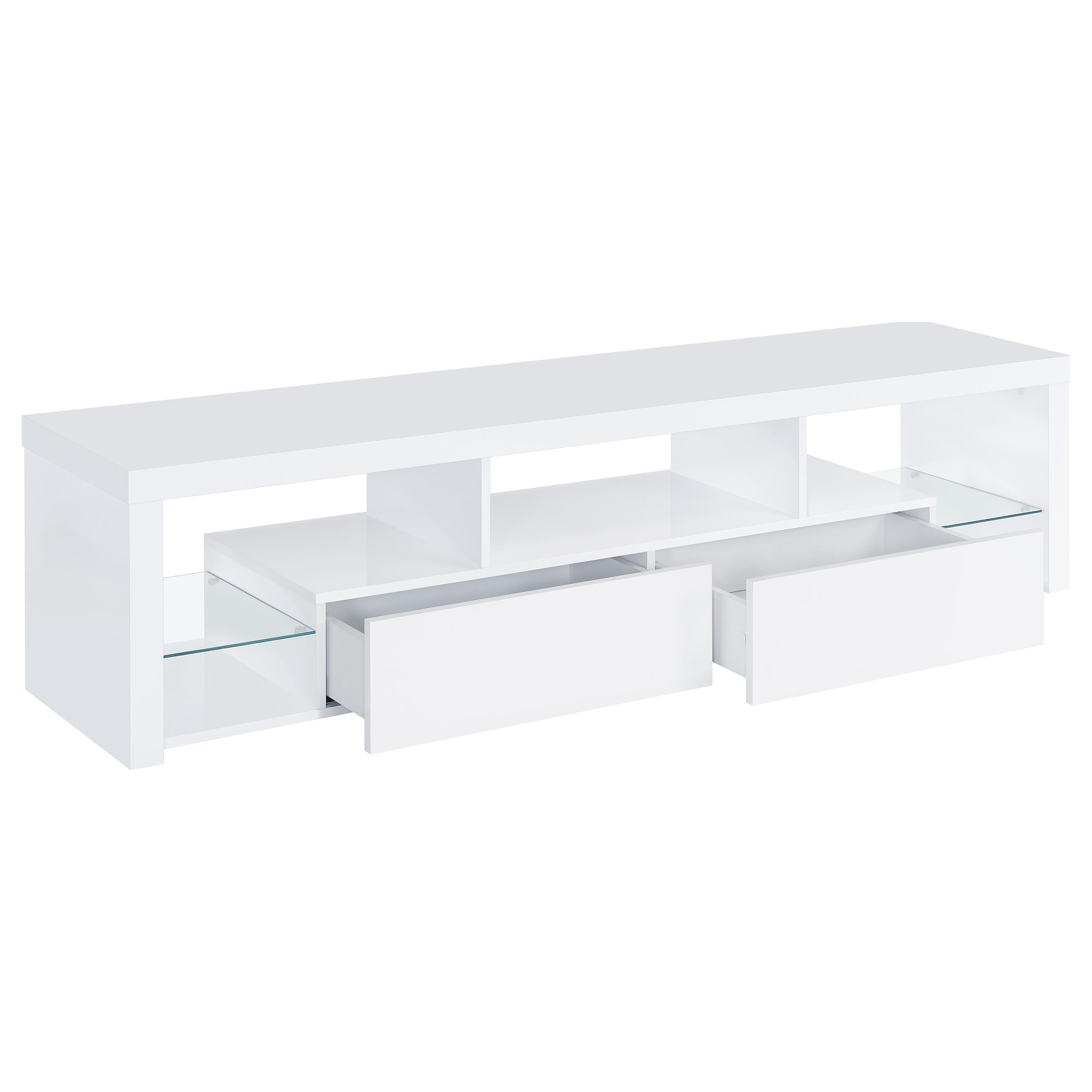 Jude 2-drawer Engineered Wood 71-inch TV Stand High Gloss White-
