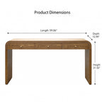 Walnut Curved Design 3-Drawer Long Console Table
