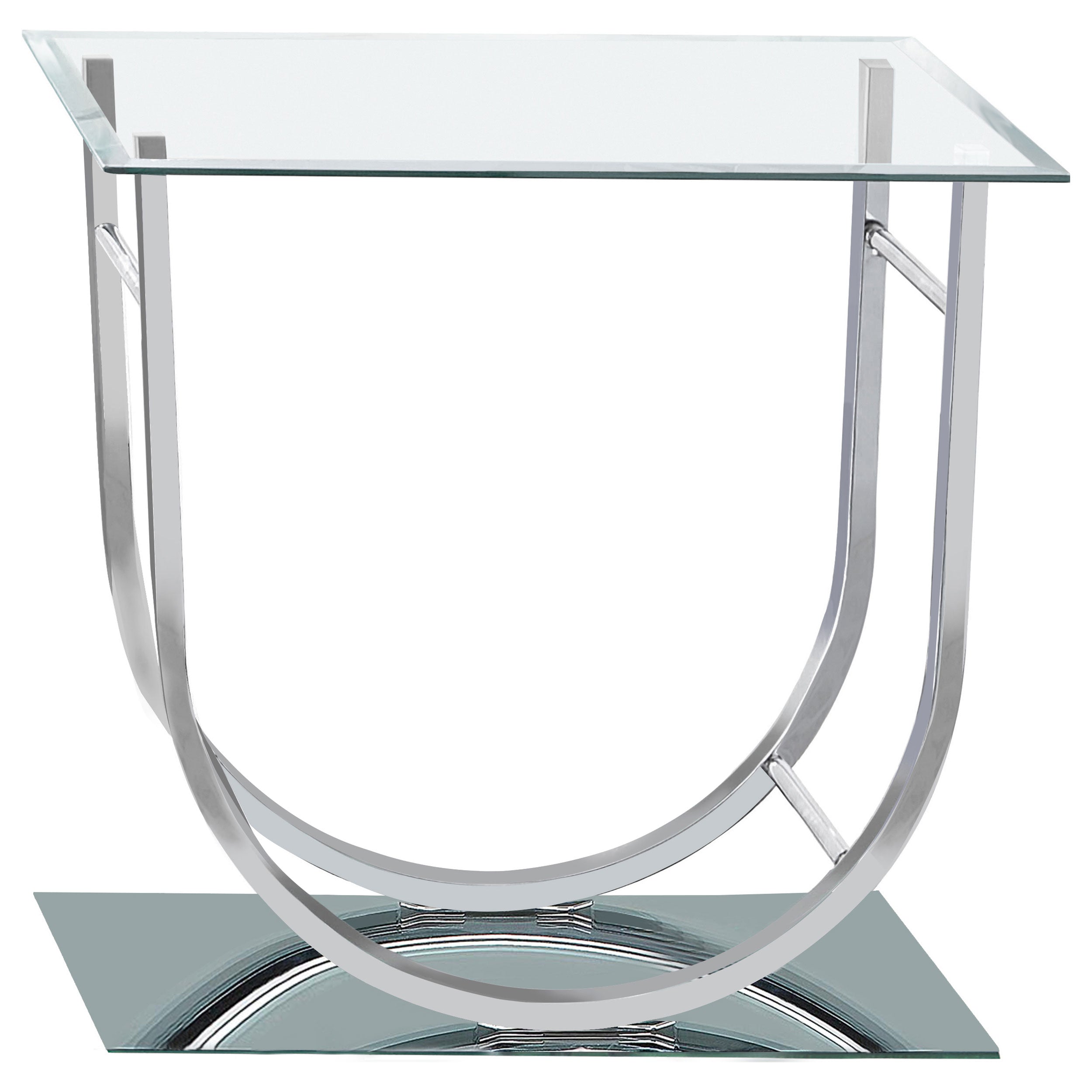 Danville Square U-Shaped Glass Top Side End Table Chrome-CoasterEssence