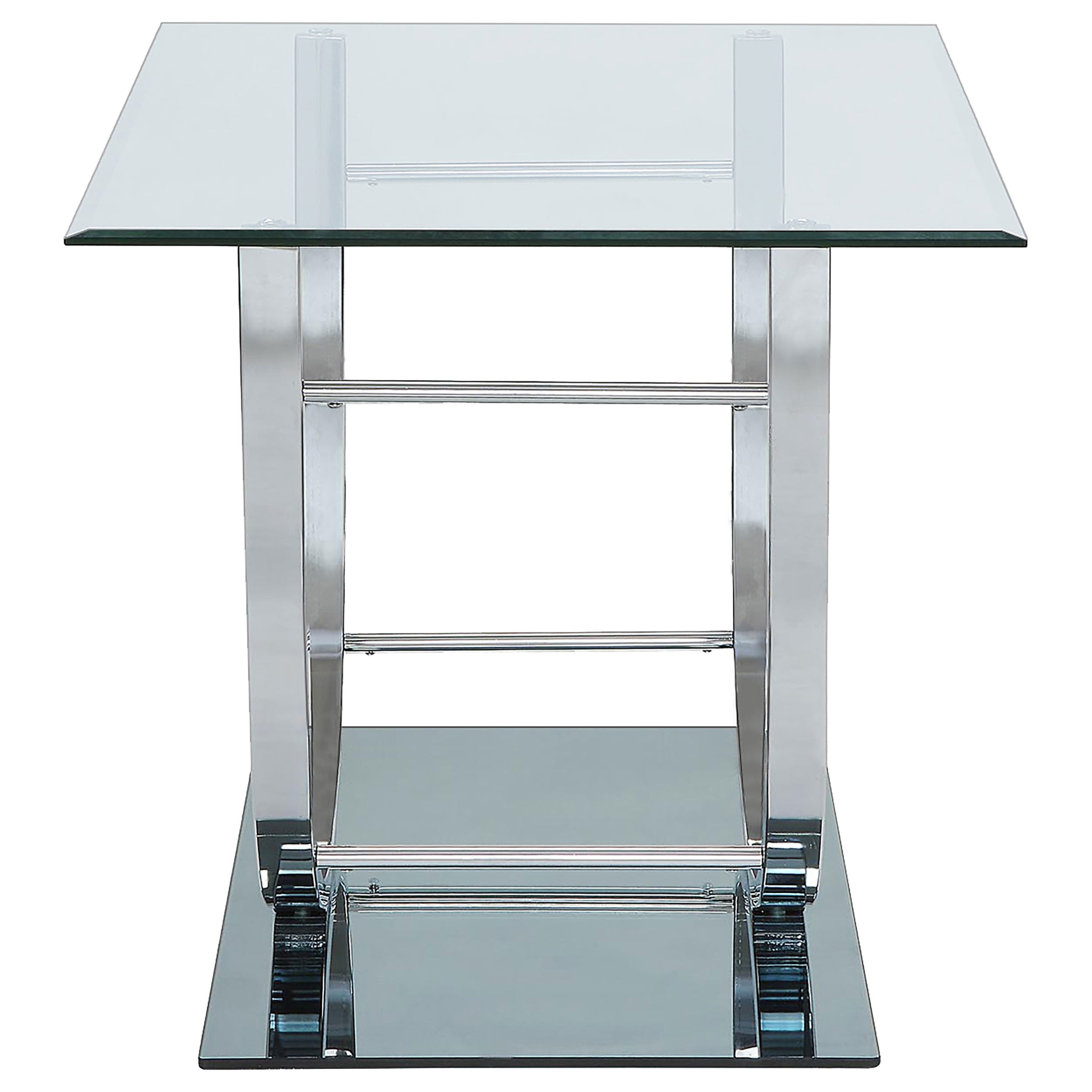 Danville Square U-Shaped Glass Top Side End Table Chrome-CoasterEssence