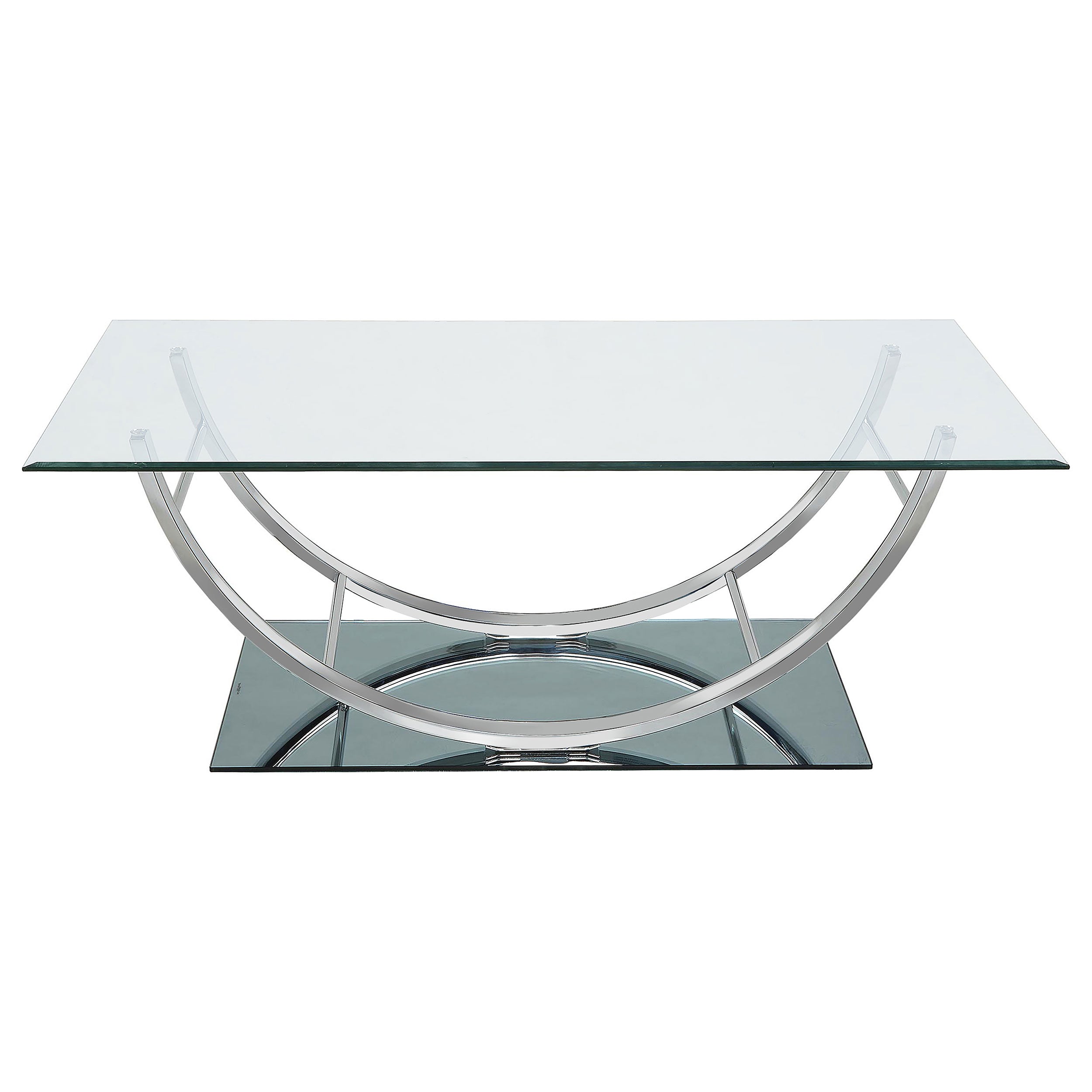 Danville Rectangular U-Shaped Glass Top Coffee Table Chrome-CoasterEssence