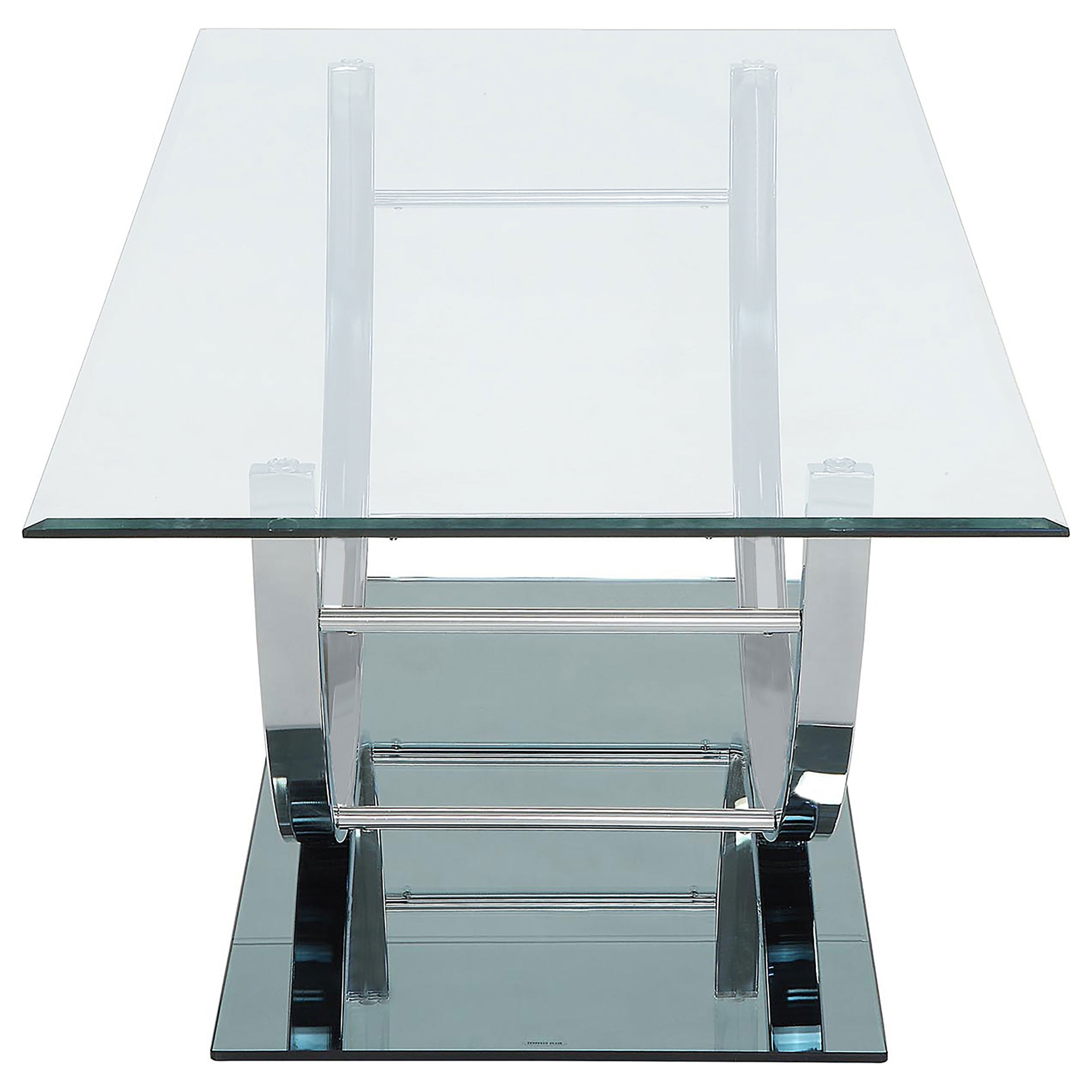Danville Rectangular U-Shaped Glass Top Coffee Table Chrome-CoasterEssence