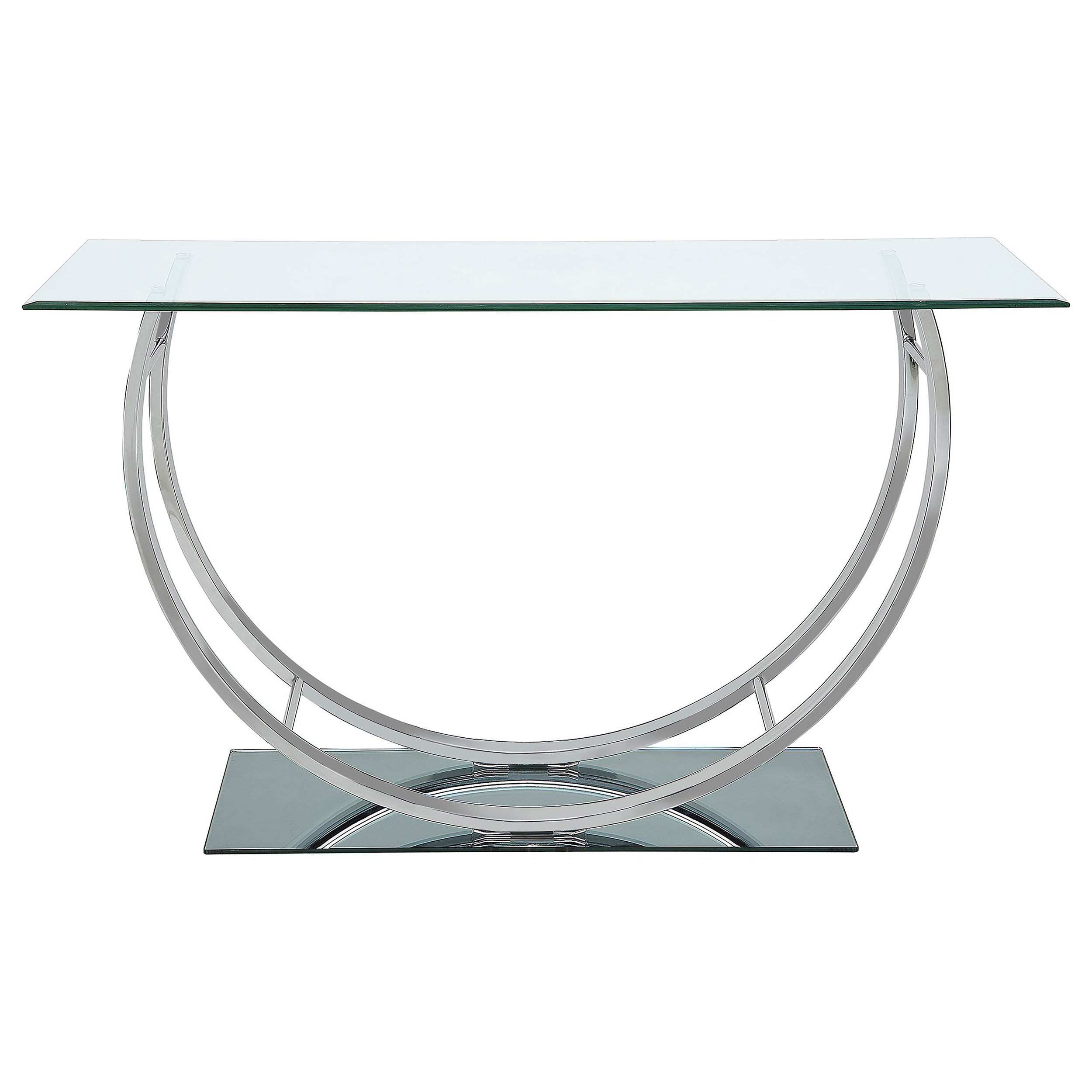 Danville U-shaped Glass Top Entryway Console Table Chrome-CoasterEssence