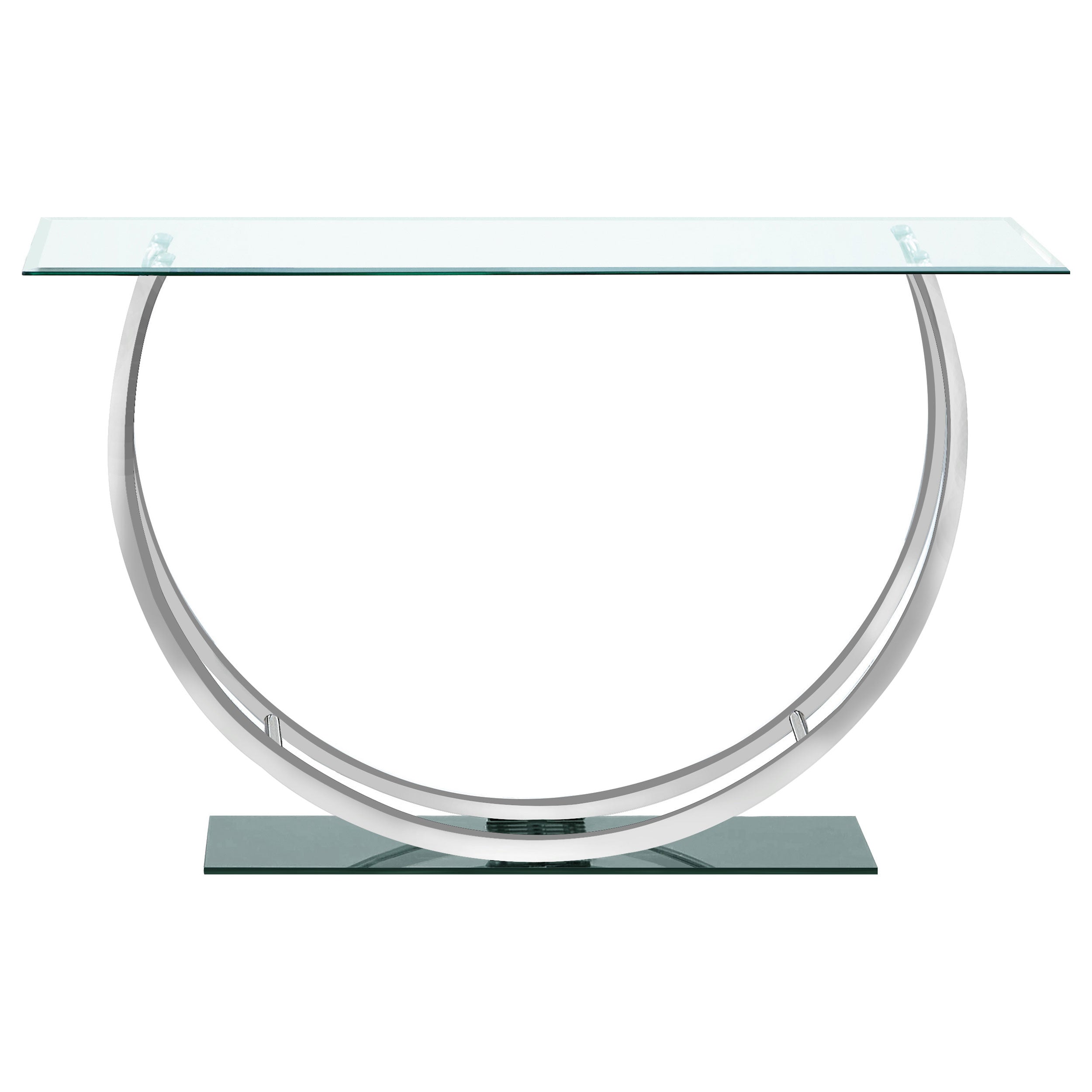 Danville U-shaped Glass Top Entryway Console Table Chrome-CoasterEssence
