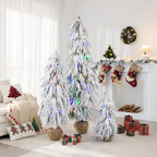 Pre-Lit Flocked Christmas Tree Set of 3
