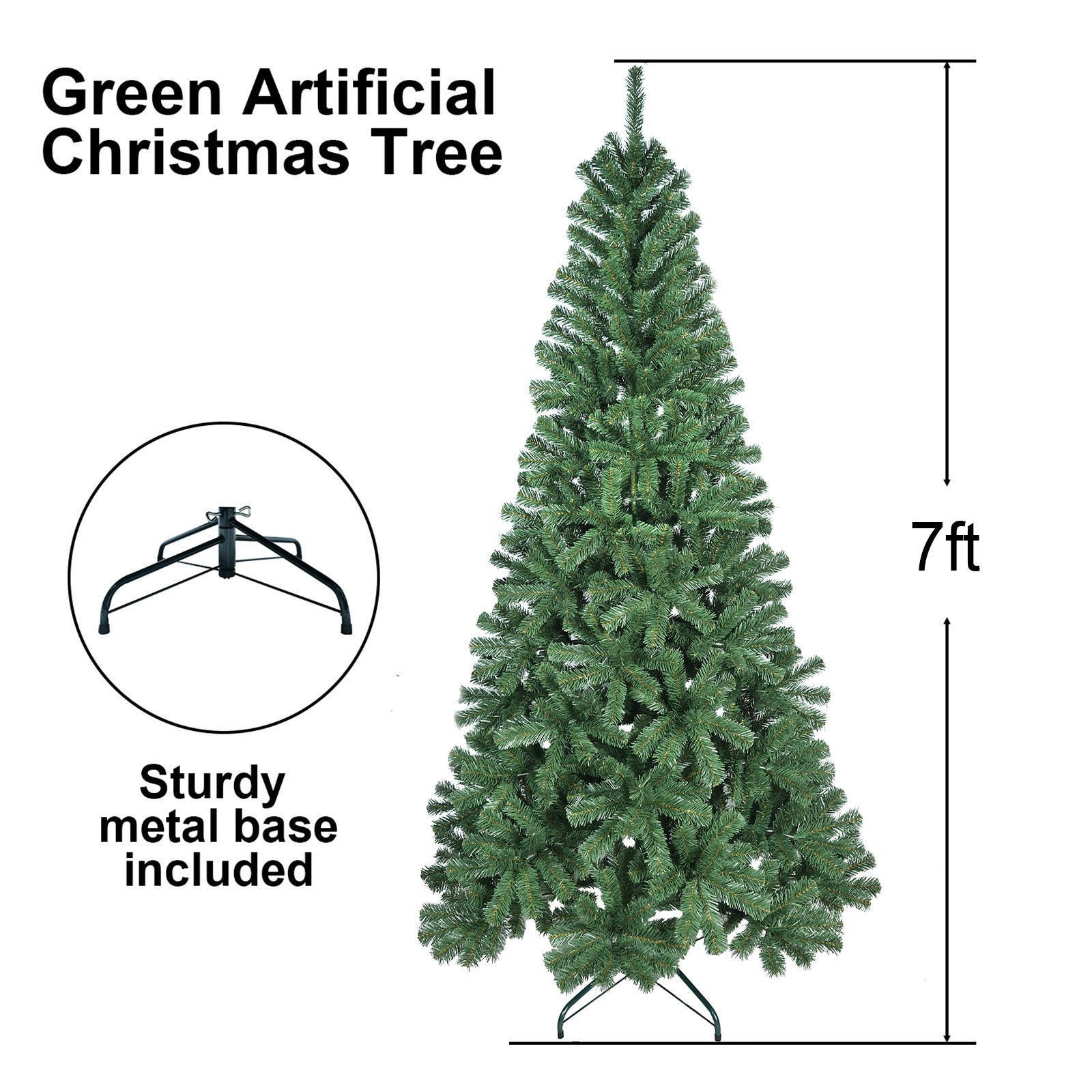 5FT Artificial Christmas Tree with 344 PVC Tips, Hinged Structure & Metal Stand