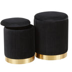Contemporary Nesting Pleated Ottoman Set