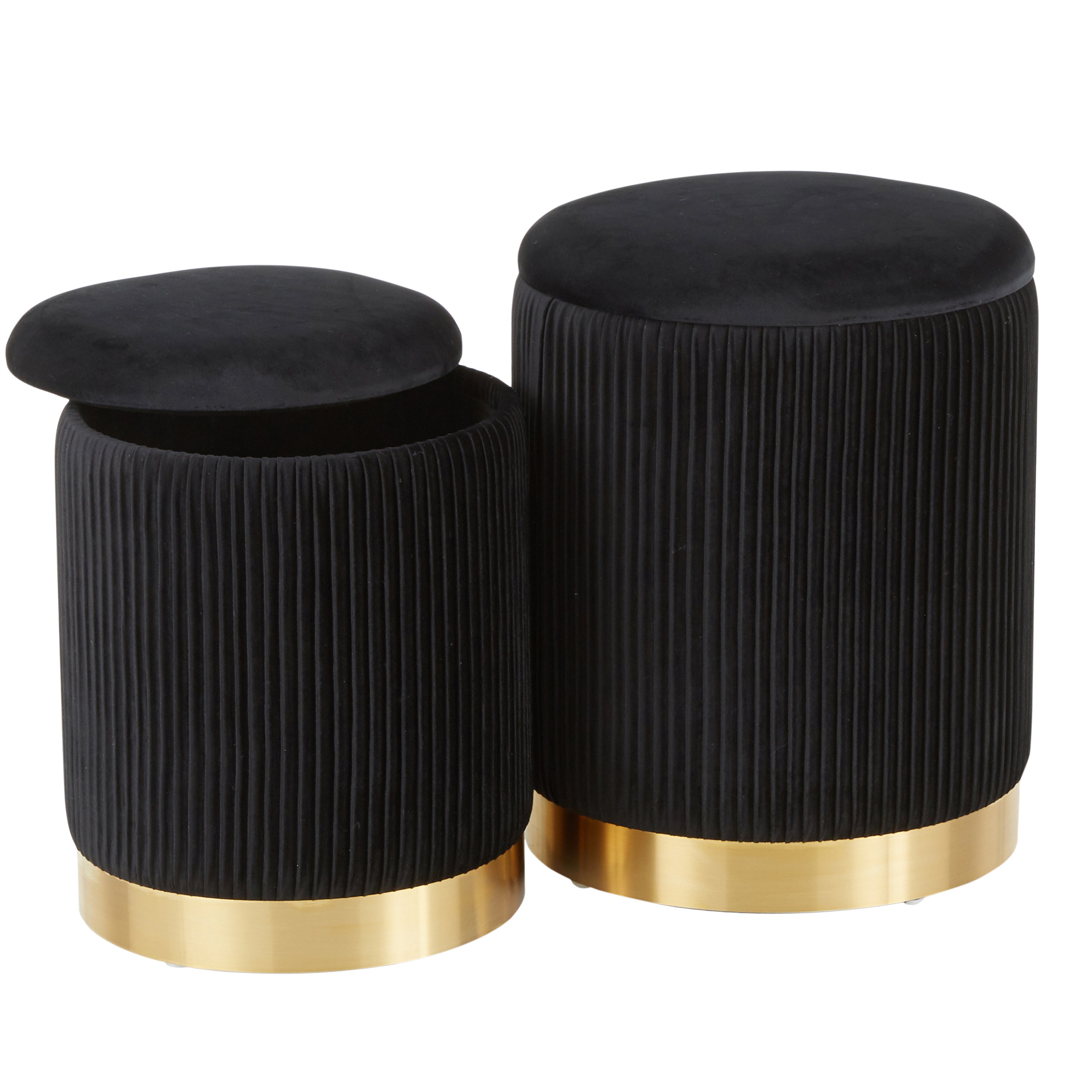 Contemporary Nesting Pleated Ottoman Set