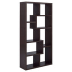 8-Shelf Cappuccino Geometric Bookcase