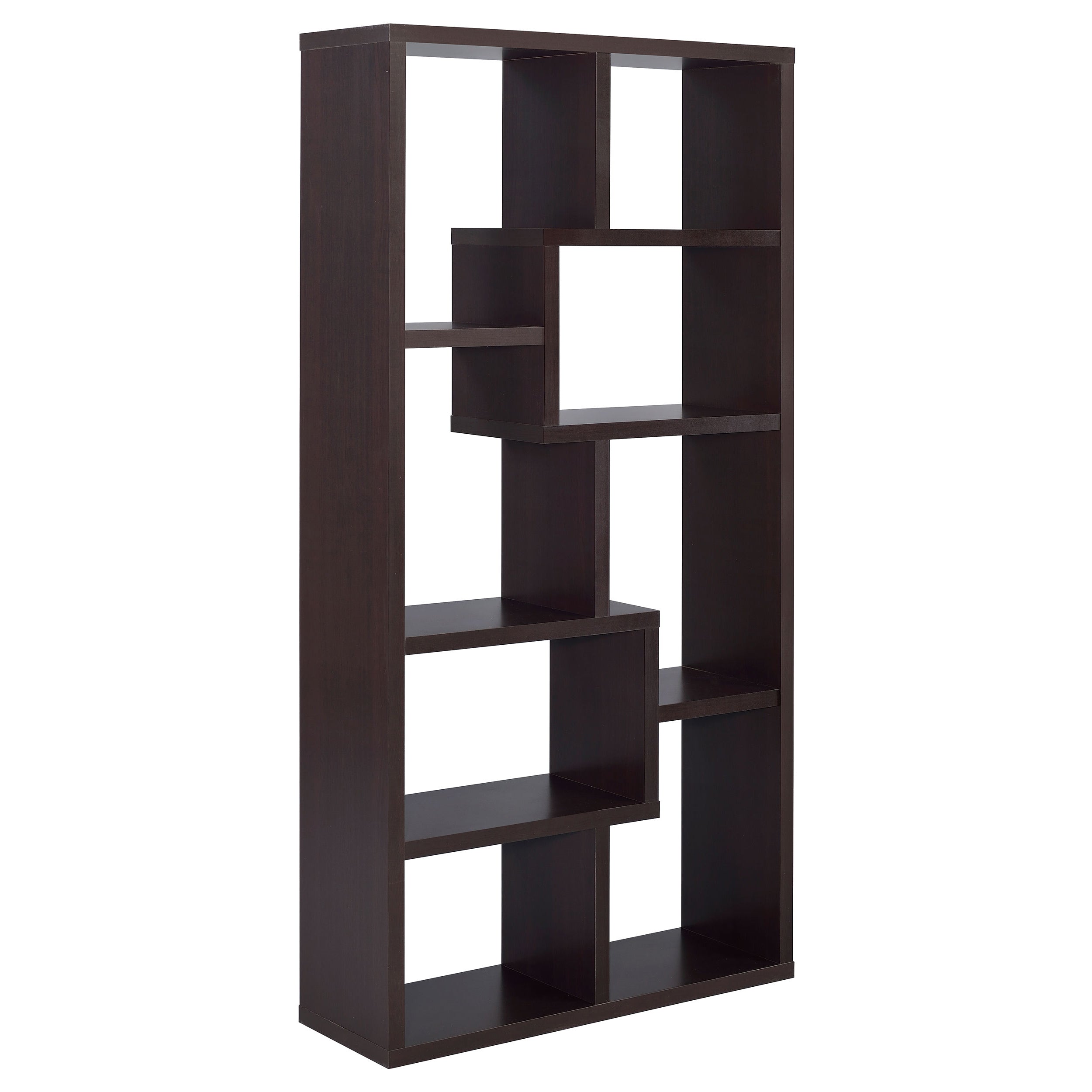 8-Shelf Cappuccino Geometric Bookcase
