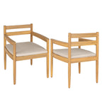 Outdoor Acacia Dining Armchair with Cushions, Set of 2
