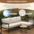 U_Style Outdoor L-Shaped Sofa with Iron Frame