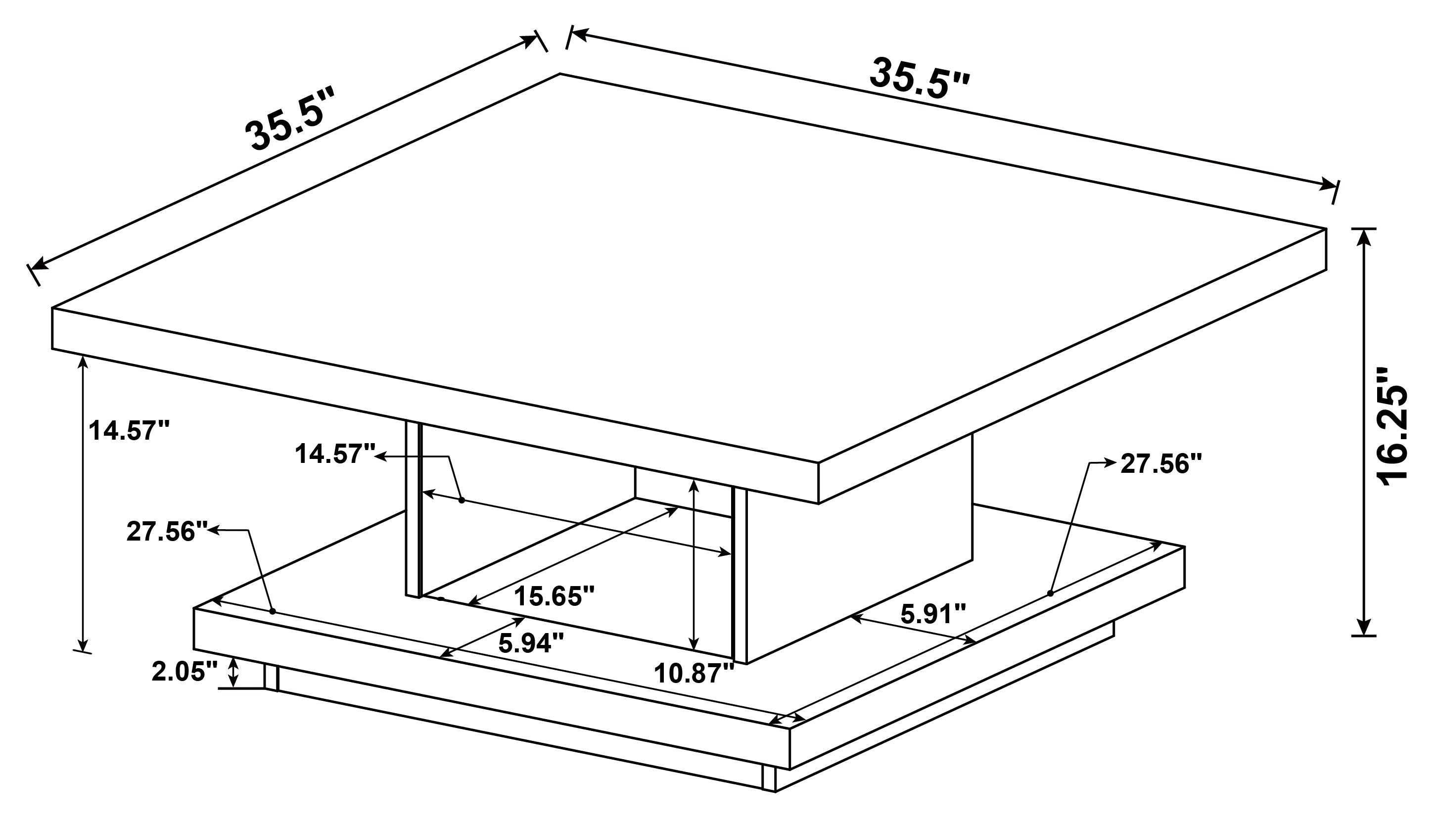 Reston Square Engineered Wood Coffee Table with Casters Cappuccino-CoasterEveryday