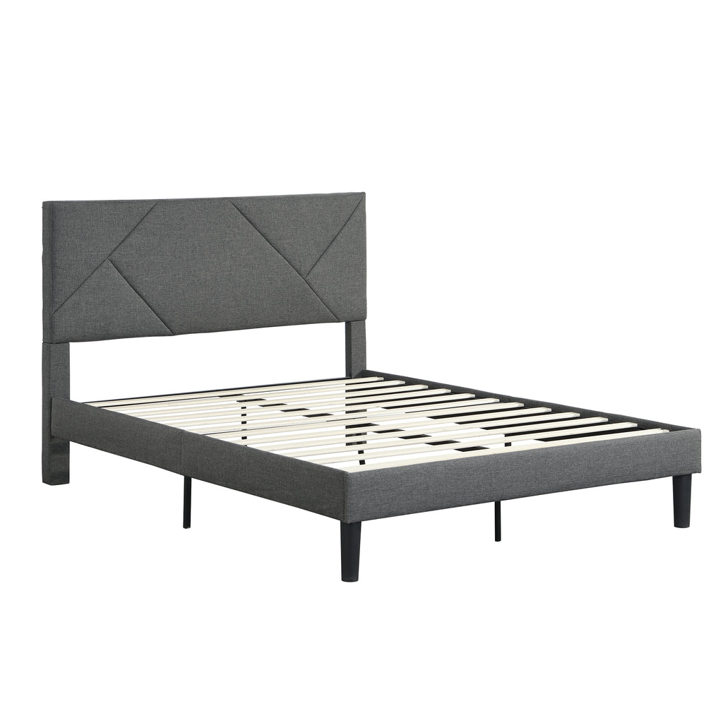 Full Size Upholstered Platform Bed Frame with Headboard