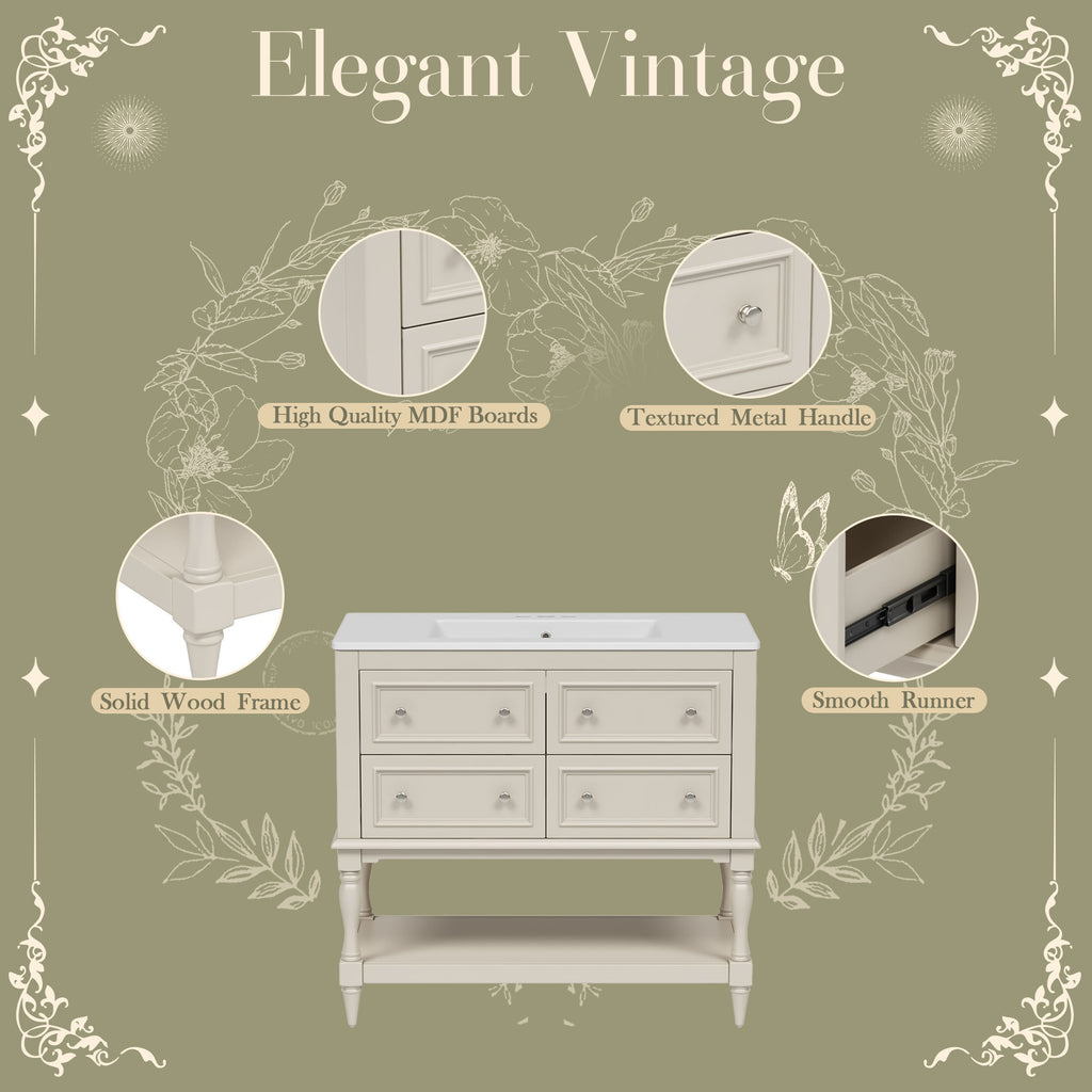 36" Bathroom Vanity Cabinet with Sink Combo Set
